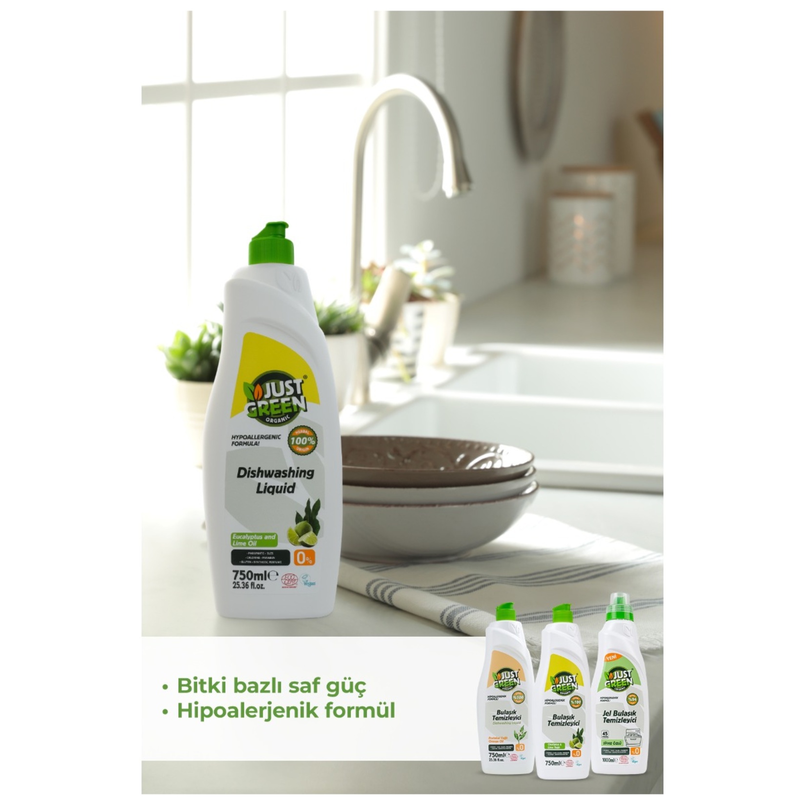 Just Green Organik Bulaşık Temizleyici Okaliptus Lime 750Ml - Görsel 9