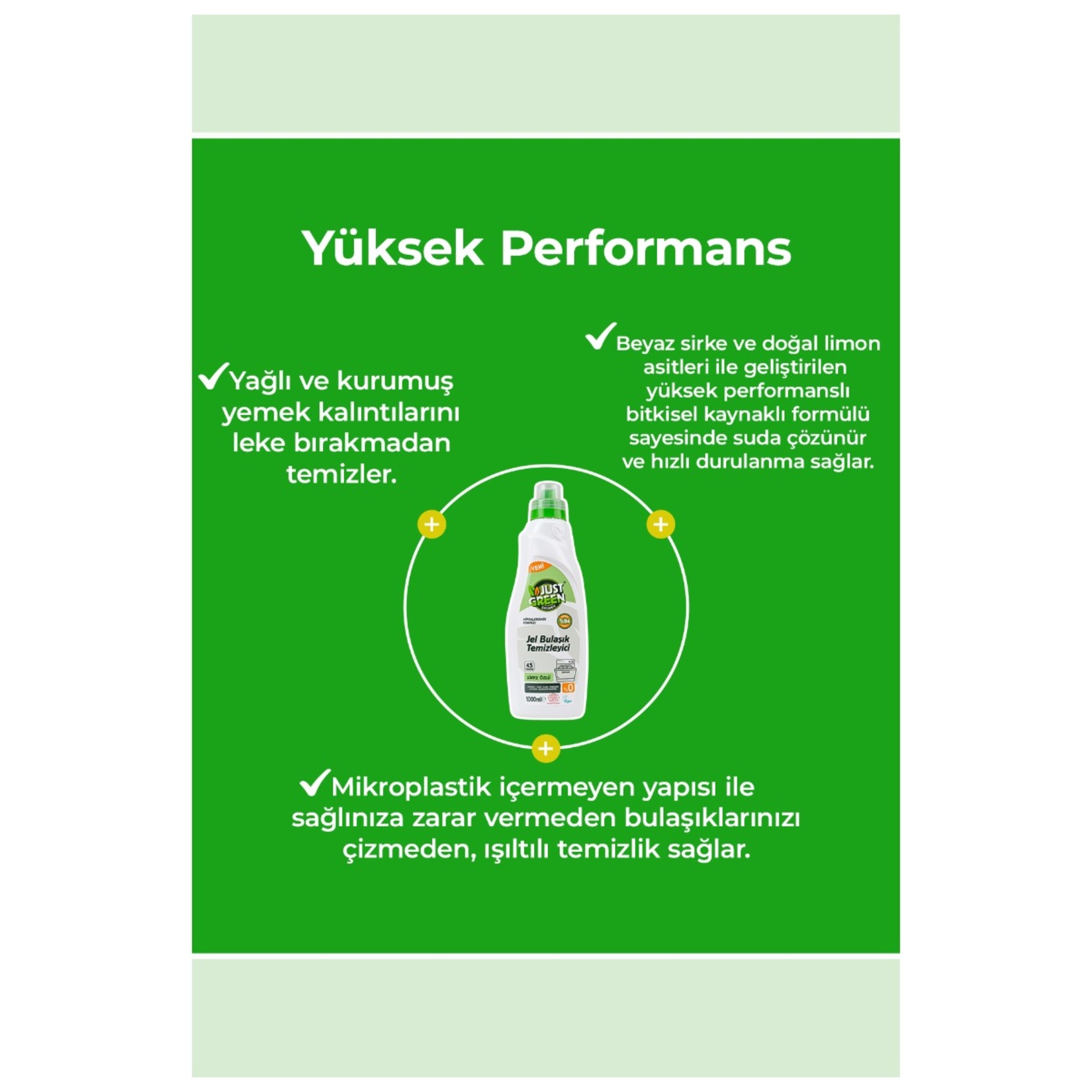 Just Green Organic Bulaşık Makinesi Jeli 45 Yıkama 1 L - Görsel 2