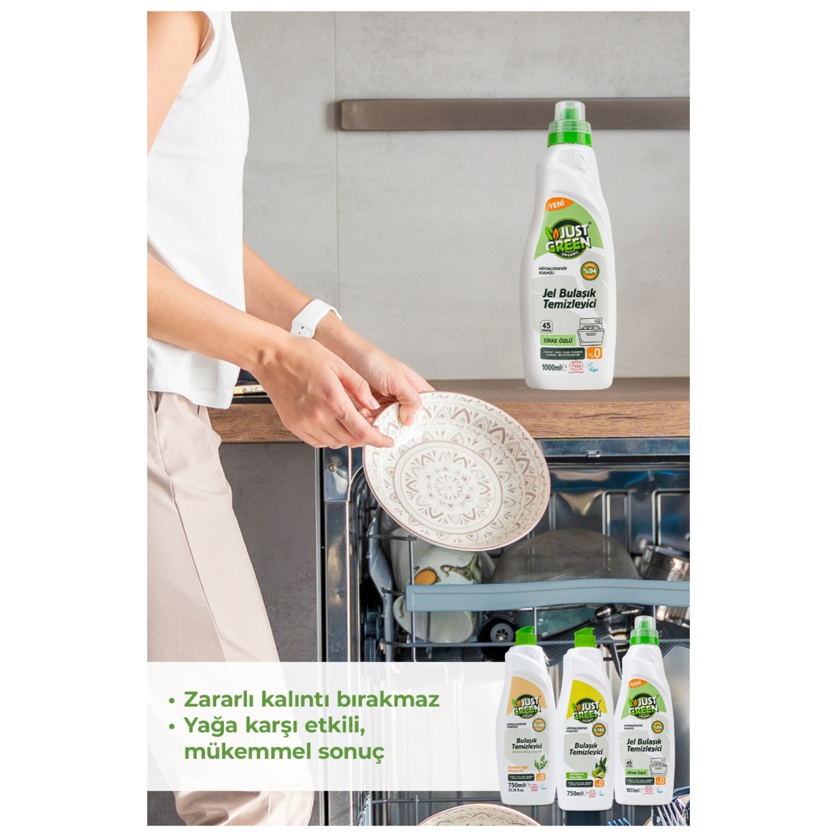Just Green Organic Bulaşık Makinesi Jeli 45 Yıkama 1 L - Görsel 7