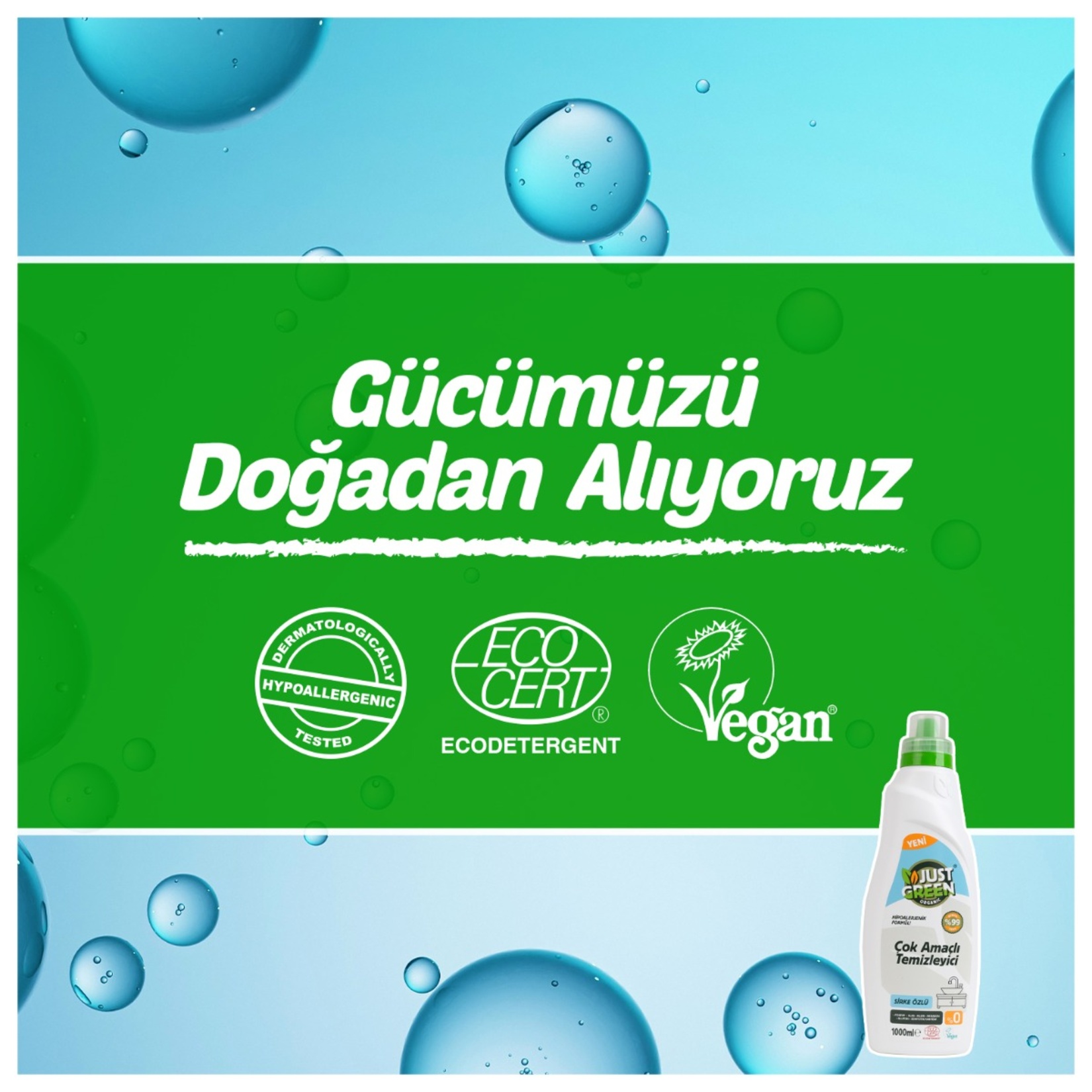 Just Green Organic Çok Amaçlı Yüzey Temizleyici Sirkeli 1 L - Görsel 4
