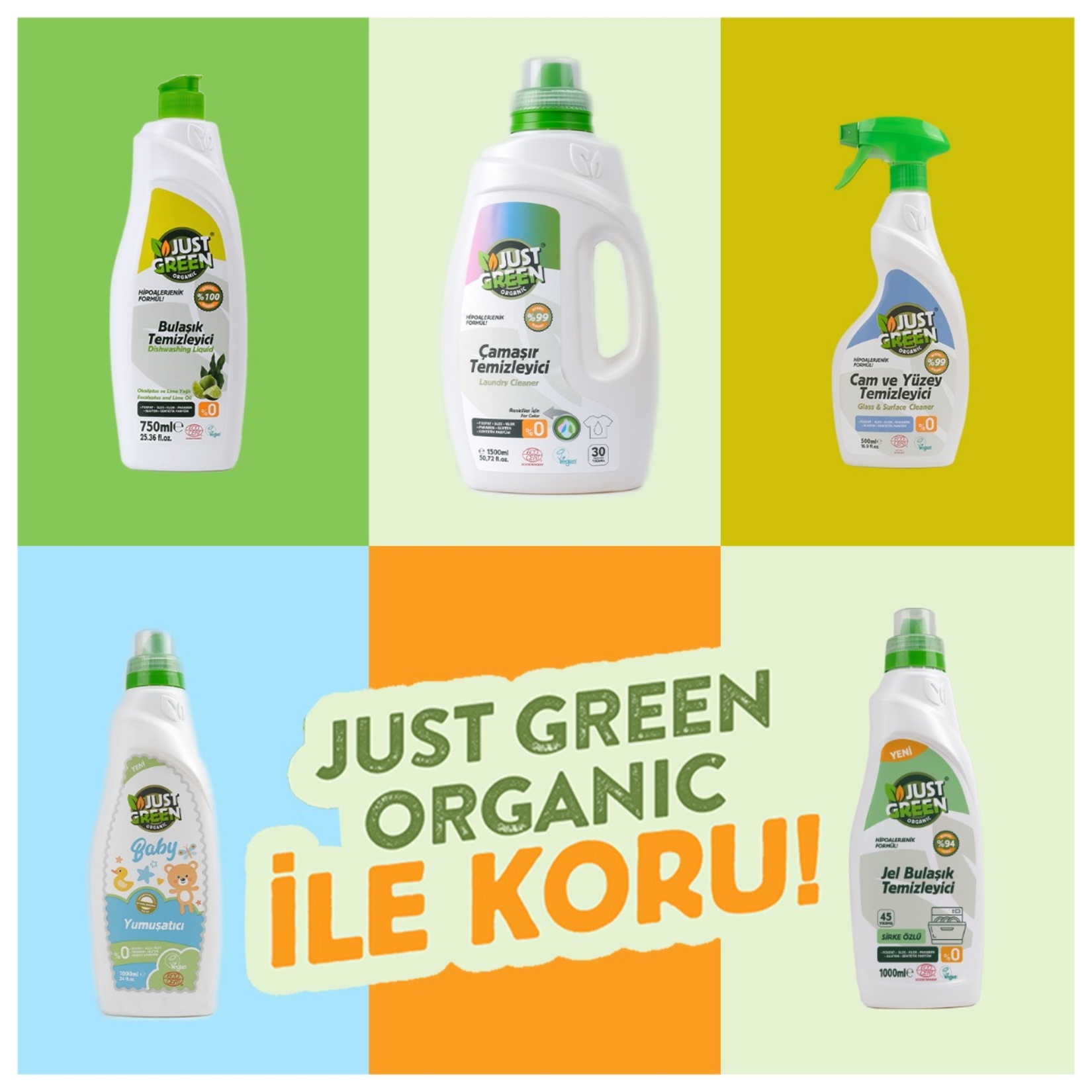 Just Green Organic Çok Amaçlı Yüzey Temizleyici Sirkeli 1 L - Görsel 7