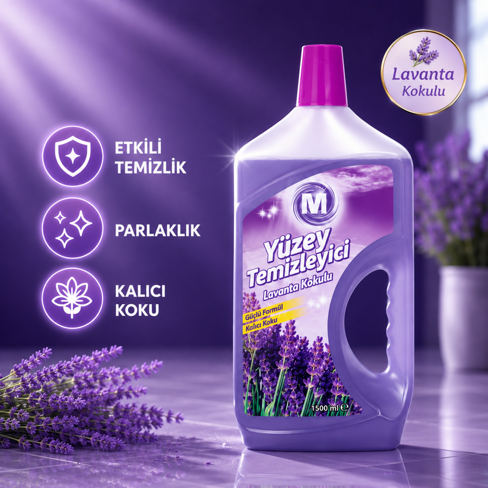 Migros Sıvı Yüzey Temizleyici Lavanta 1500 Ml - Görsel 2