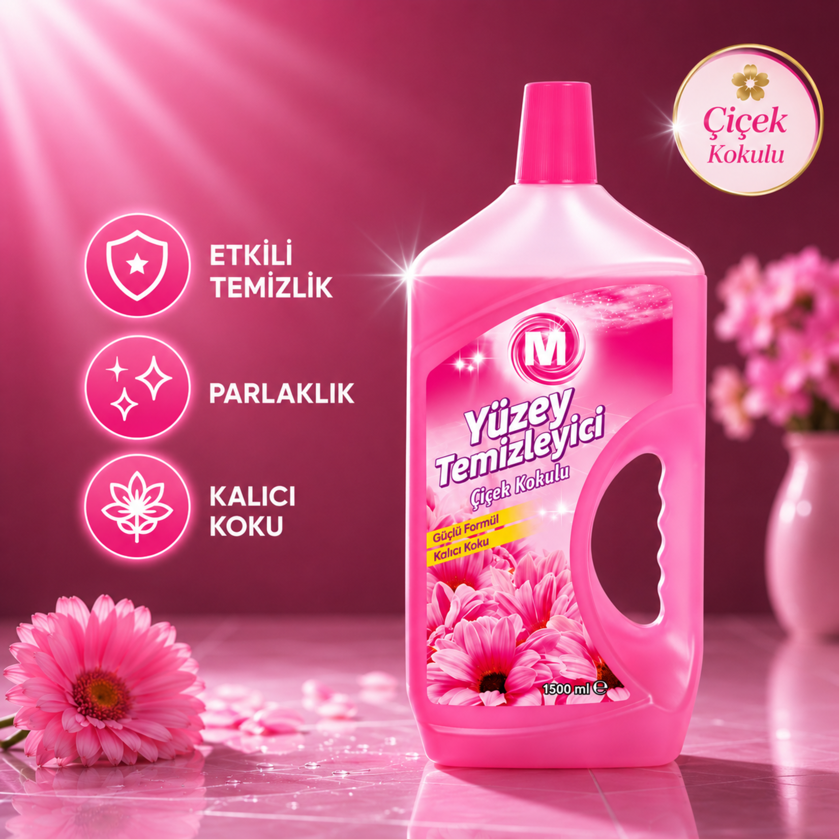 Migros Sıvı Yüzey Temizleyici Çiçek 1500 Ml - Görsel 2