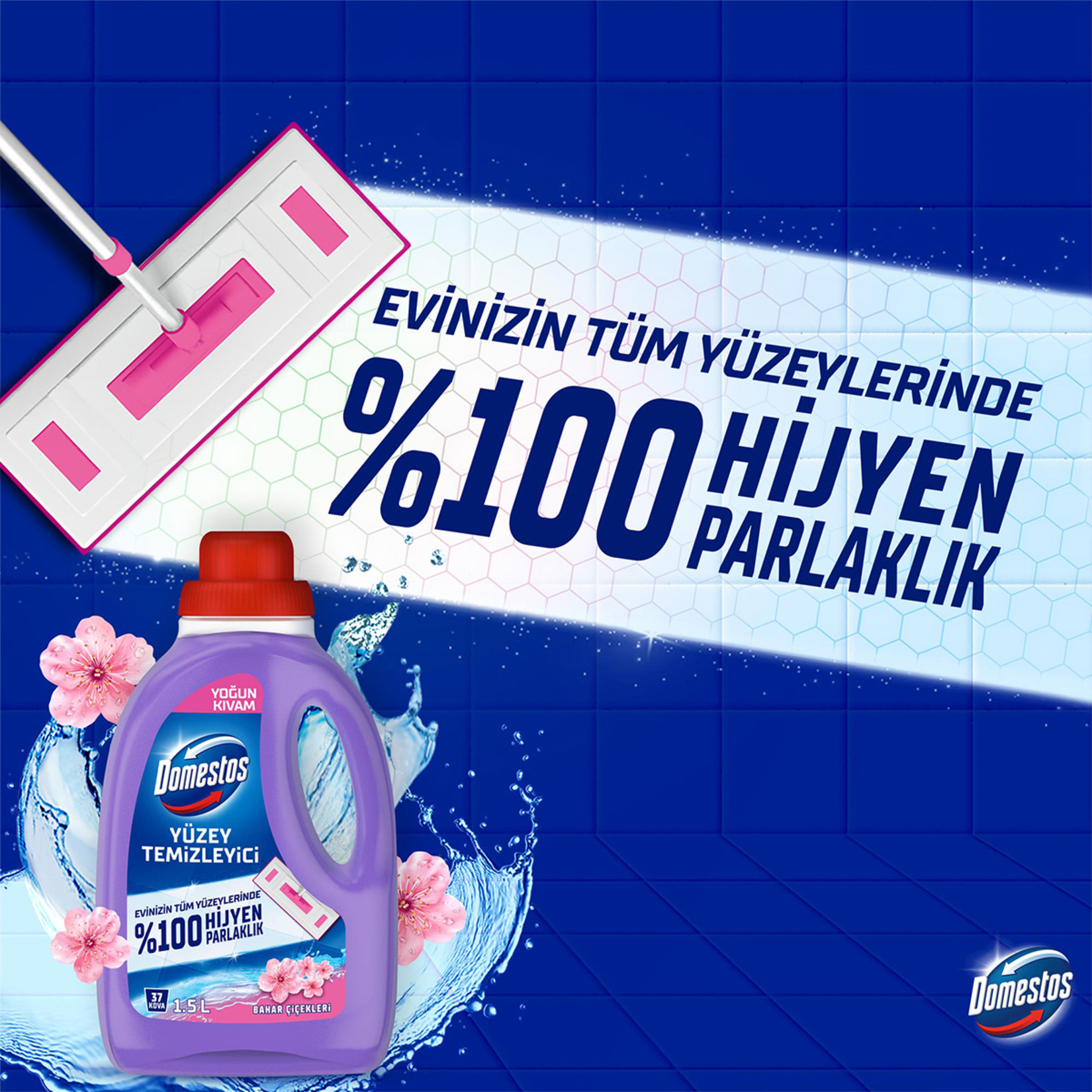 Domestos Yüzey Temizleyici Bahar Çiçekleri Tüm Yüzeyler için Maksimum Hijyen 1500 ML - Görsel 3