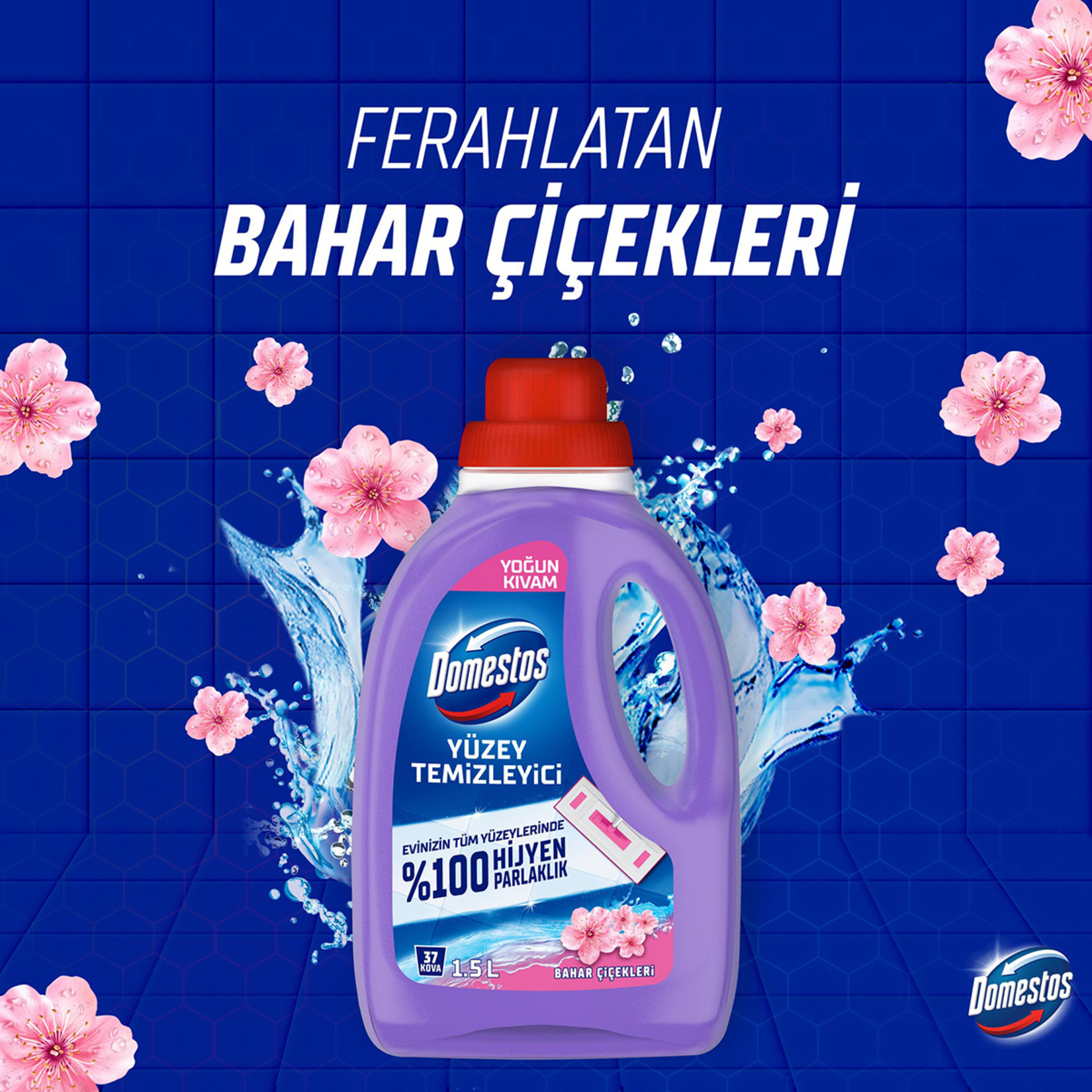 Domestos Yüzey Temizleyici Bahar Çiçekleri Tüm Yüzeyler için Maksimum Hijyen 1500 ML - Görsel 4