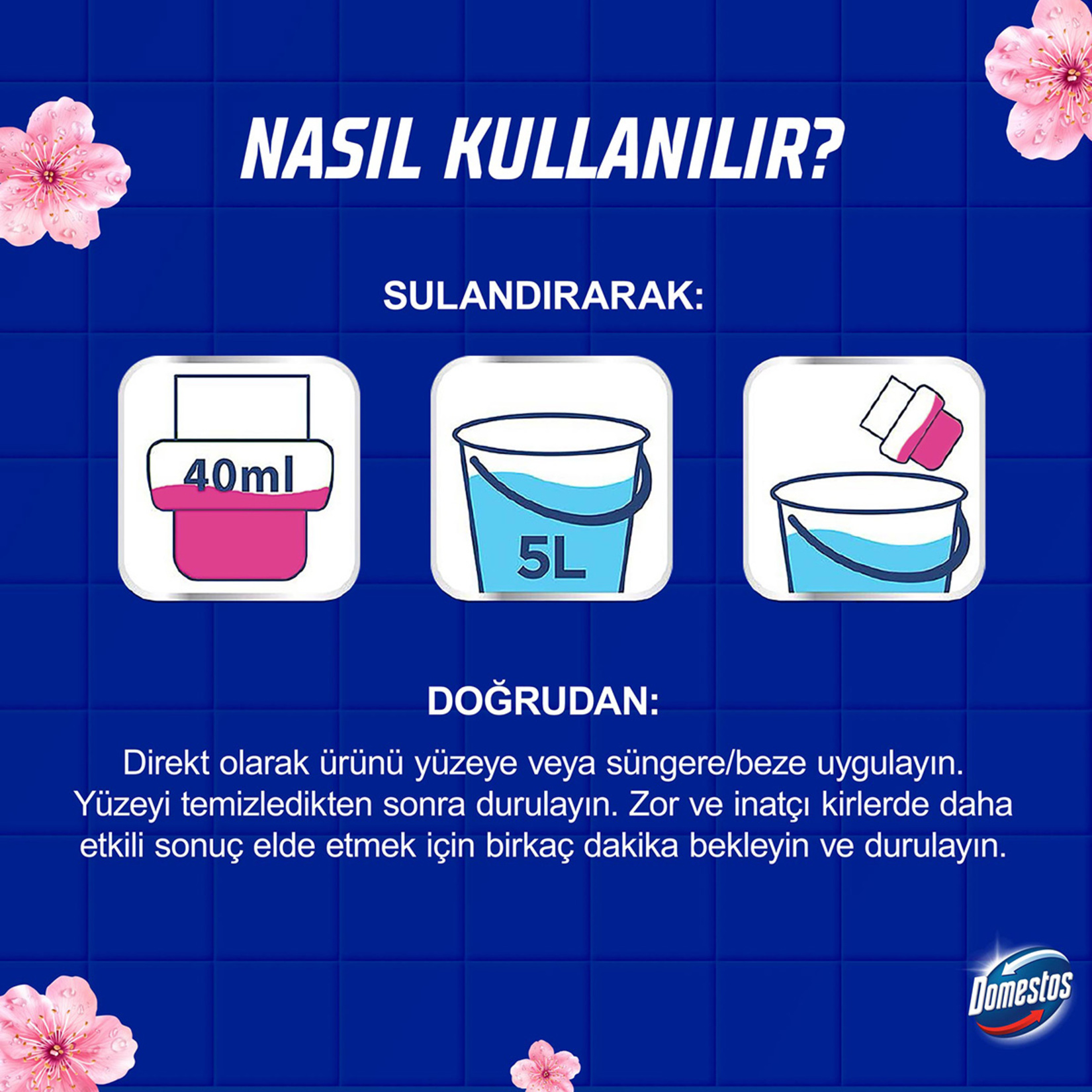 Domestos Yüzey Temizleyici Bahar Çiçekleri Tüm Yüzeyler için Maksimum Hijyen 1500 ML - Görsel 5