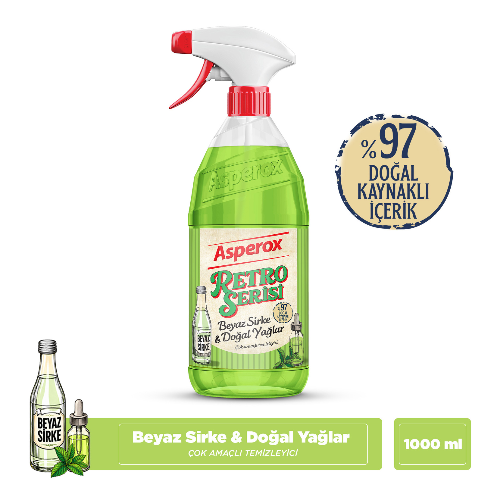 Asperox Retro Serisi Beyaz Sirke & Doğal Yağlar 1 L - Görsel 2