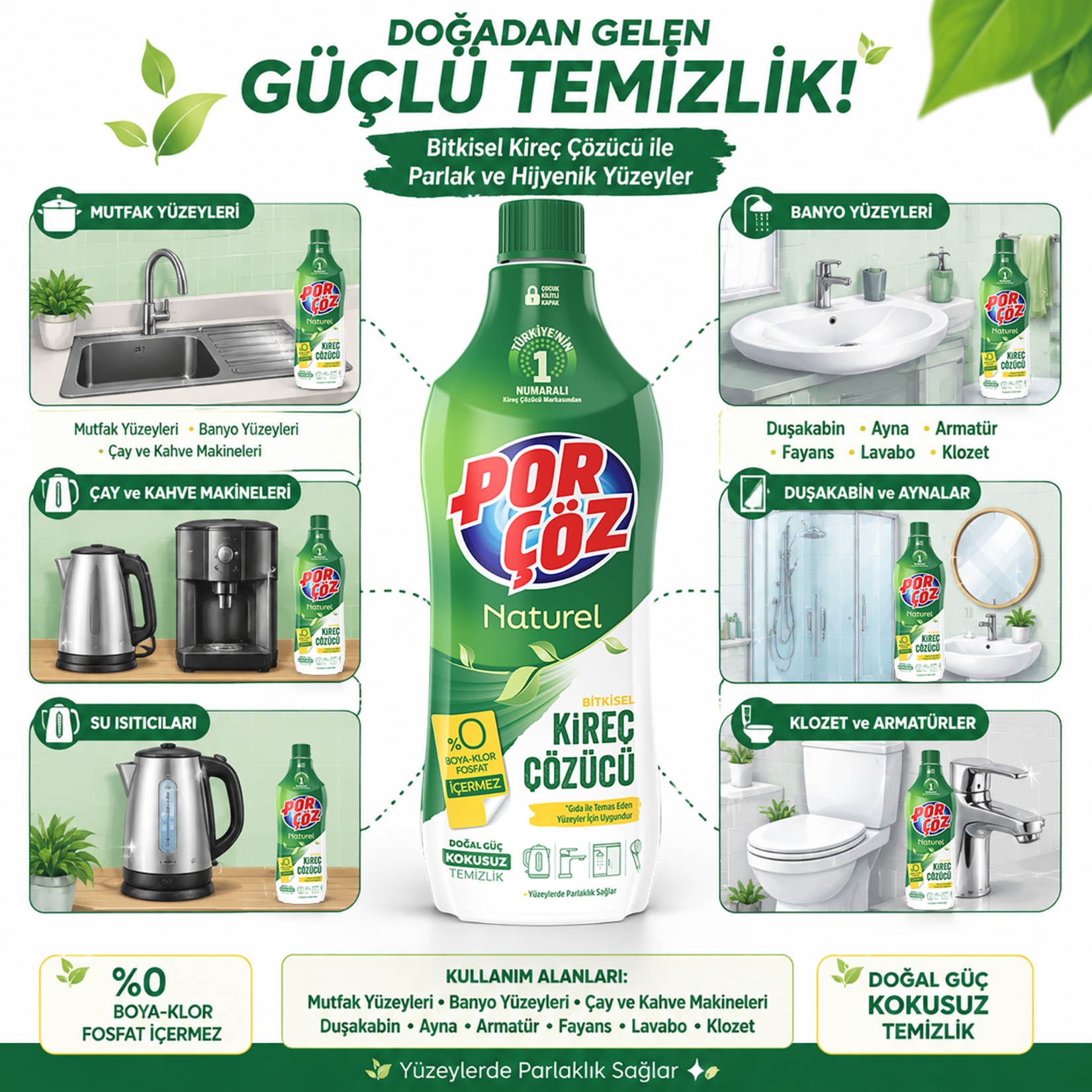 Porçöz Naturel Bitkisel Kireç Çözücü 1 L - Görsel 4
