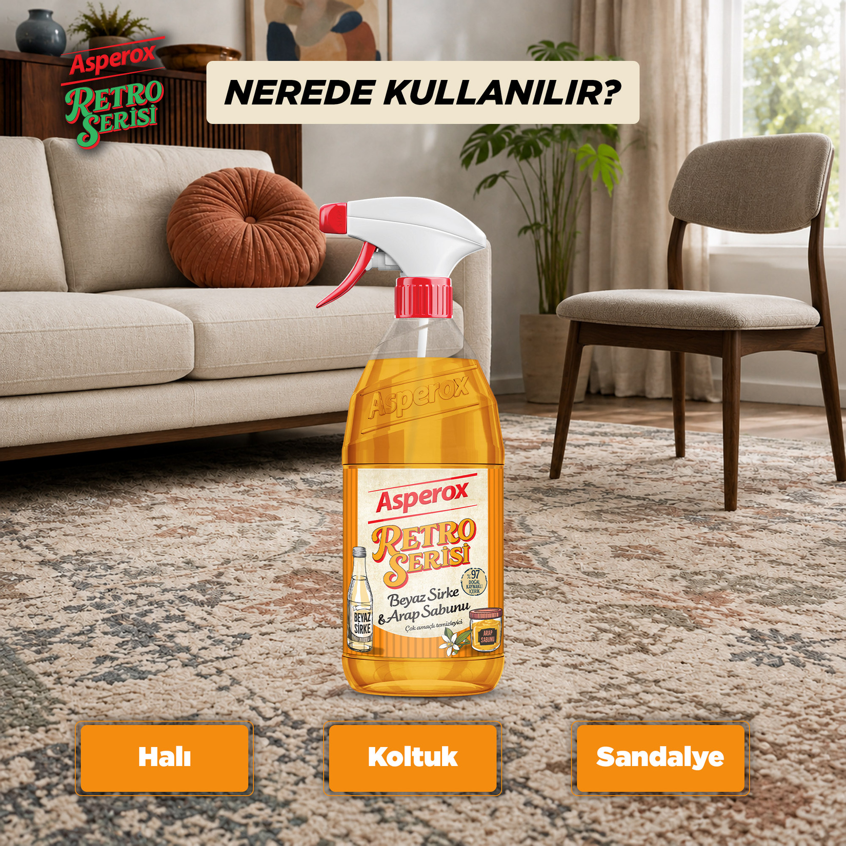 Asperox Retro Serisi Beyaz Sirke & Arap Sabunu 1 L - Görsel 3