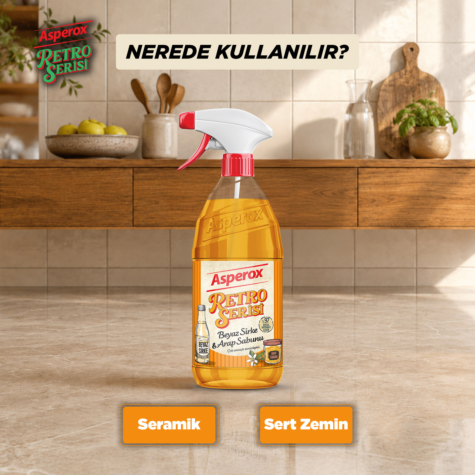 Asperox Retro Serisi Beyaz Sirke & Arap Sabunu 1 L - Görsel 5