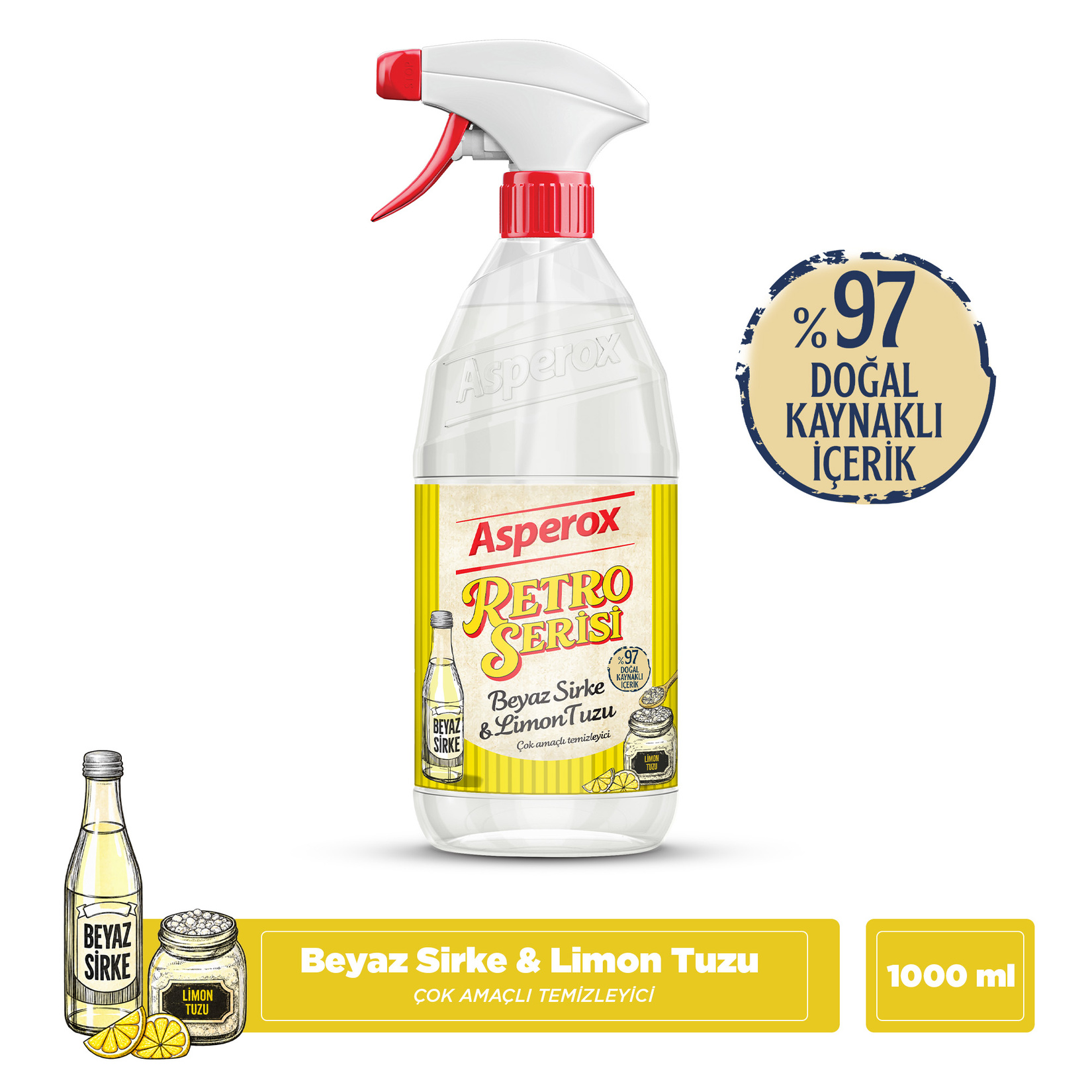 Asperox Retro Serisi Beyaz Sirke & Limon Tuzu 1 L - Görsel 2