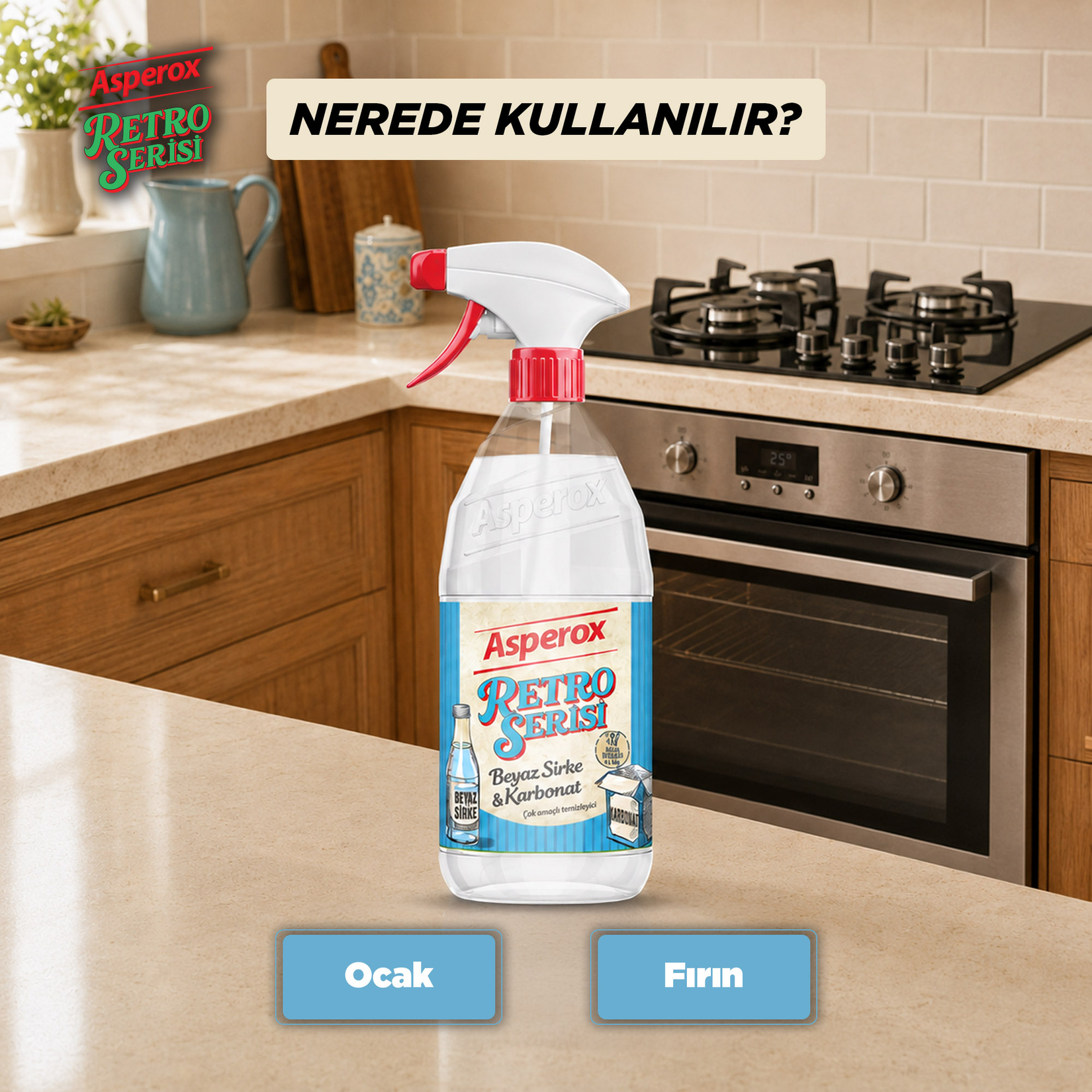 Asperox Retro Serisi Beyaz Sirke & Karbonat 1 L - Görsel 3