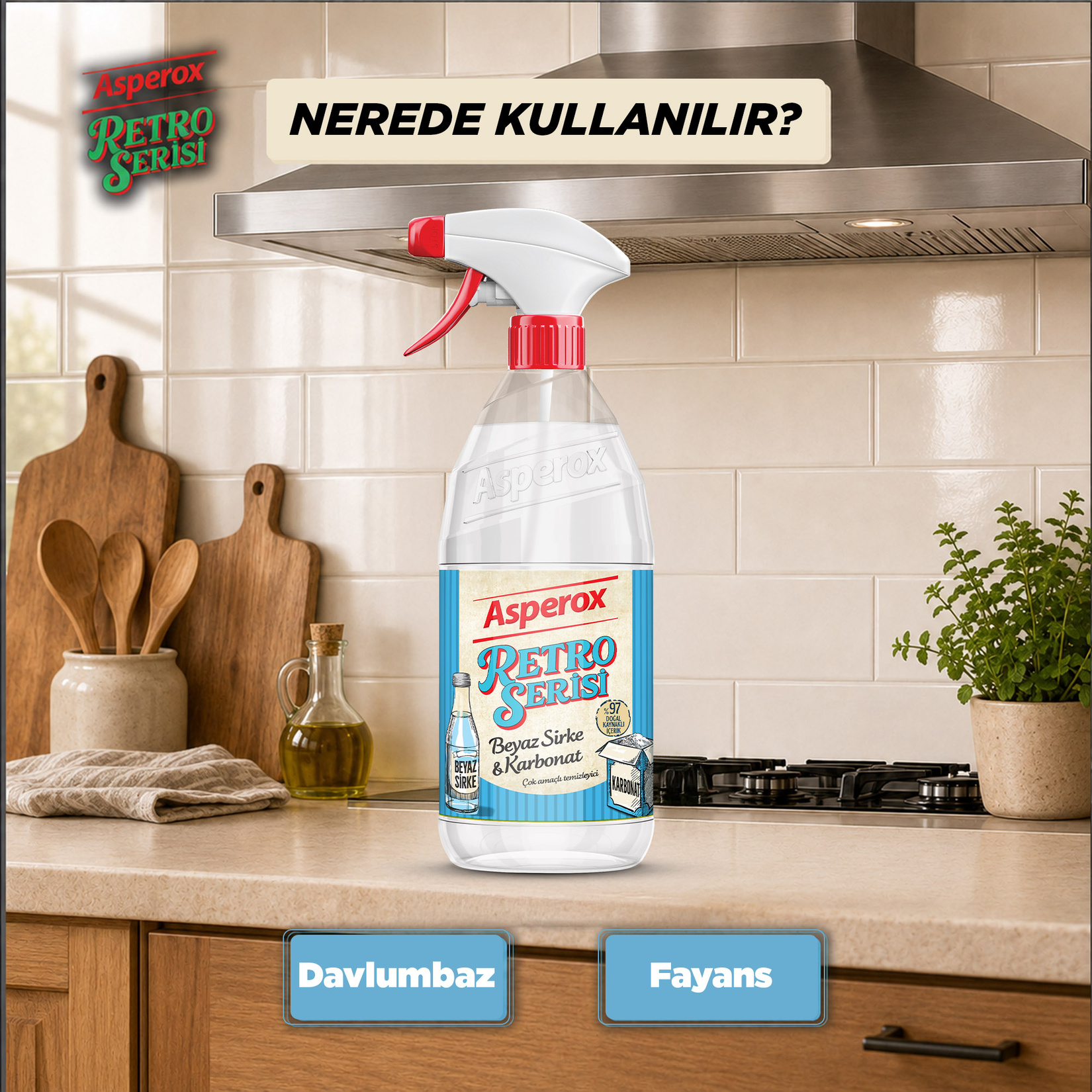 Asperox Retro Serisi Beyaz Sirke & Karbonat 1 L - Görsel 4