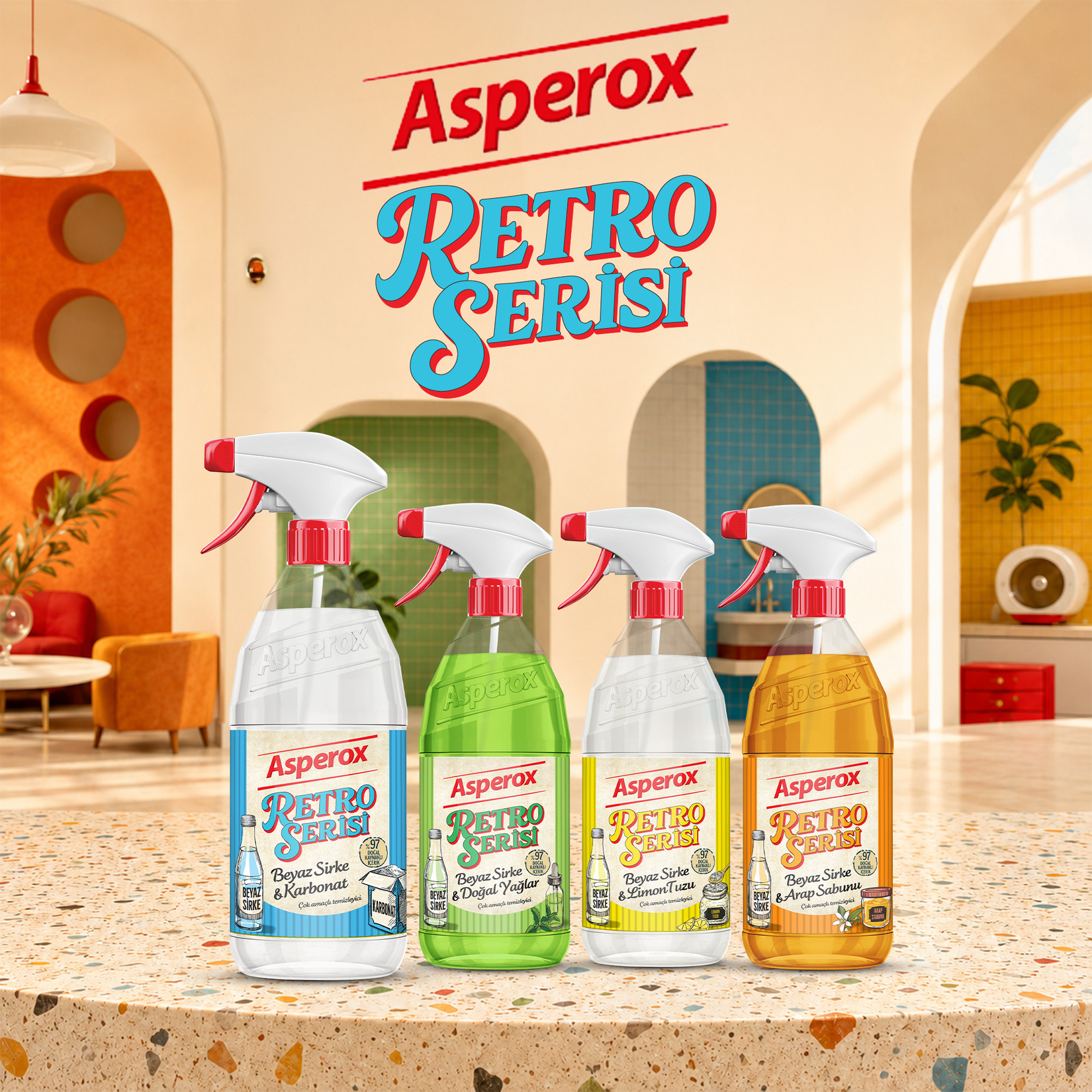Asperox Retro Serisi Beyaz Sirke & Karbonat 1 L - Görsel 8