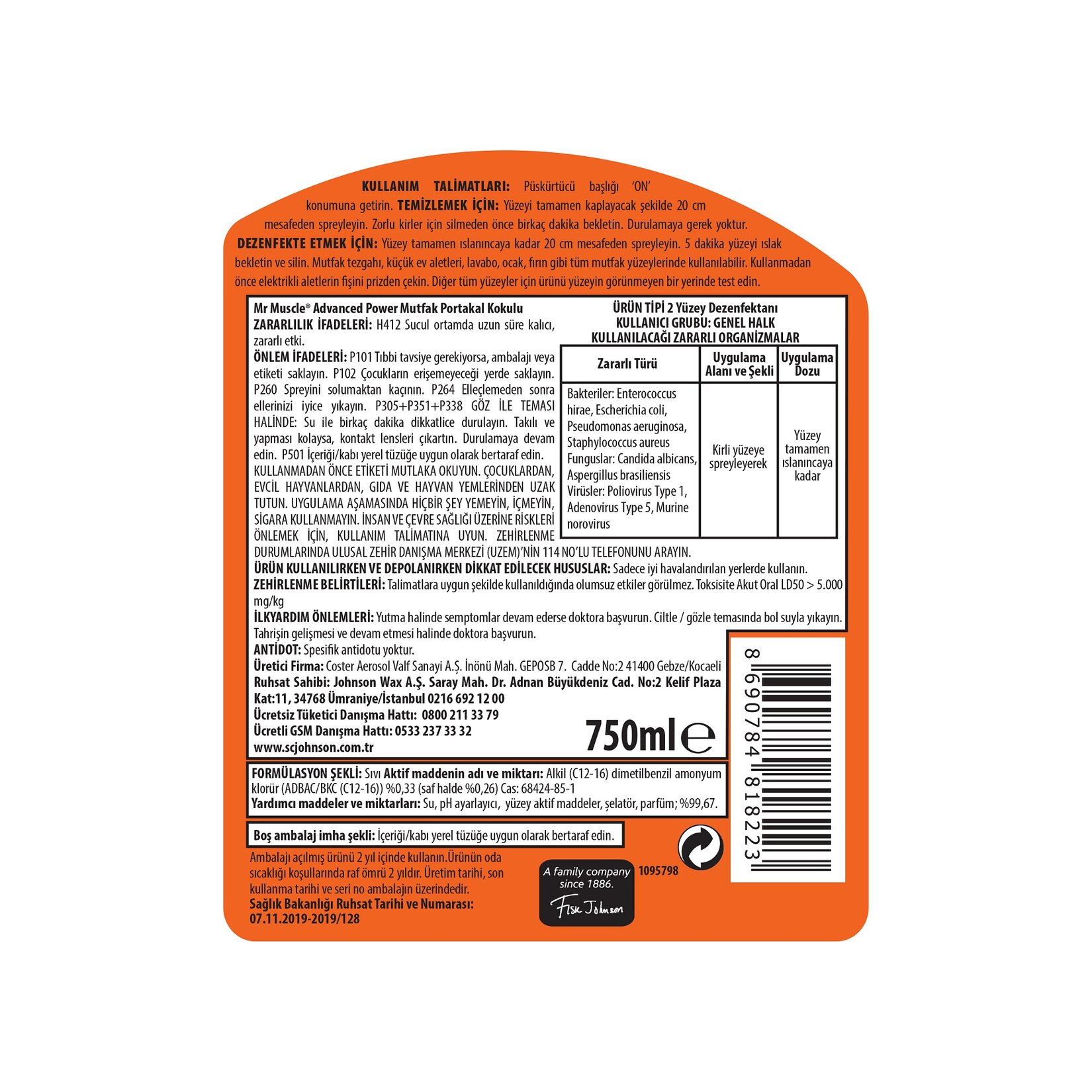 Mr. Muscle Advanced Power Mutfak Temizleyici Portakal 750ml - Görsel 2