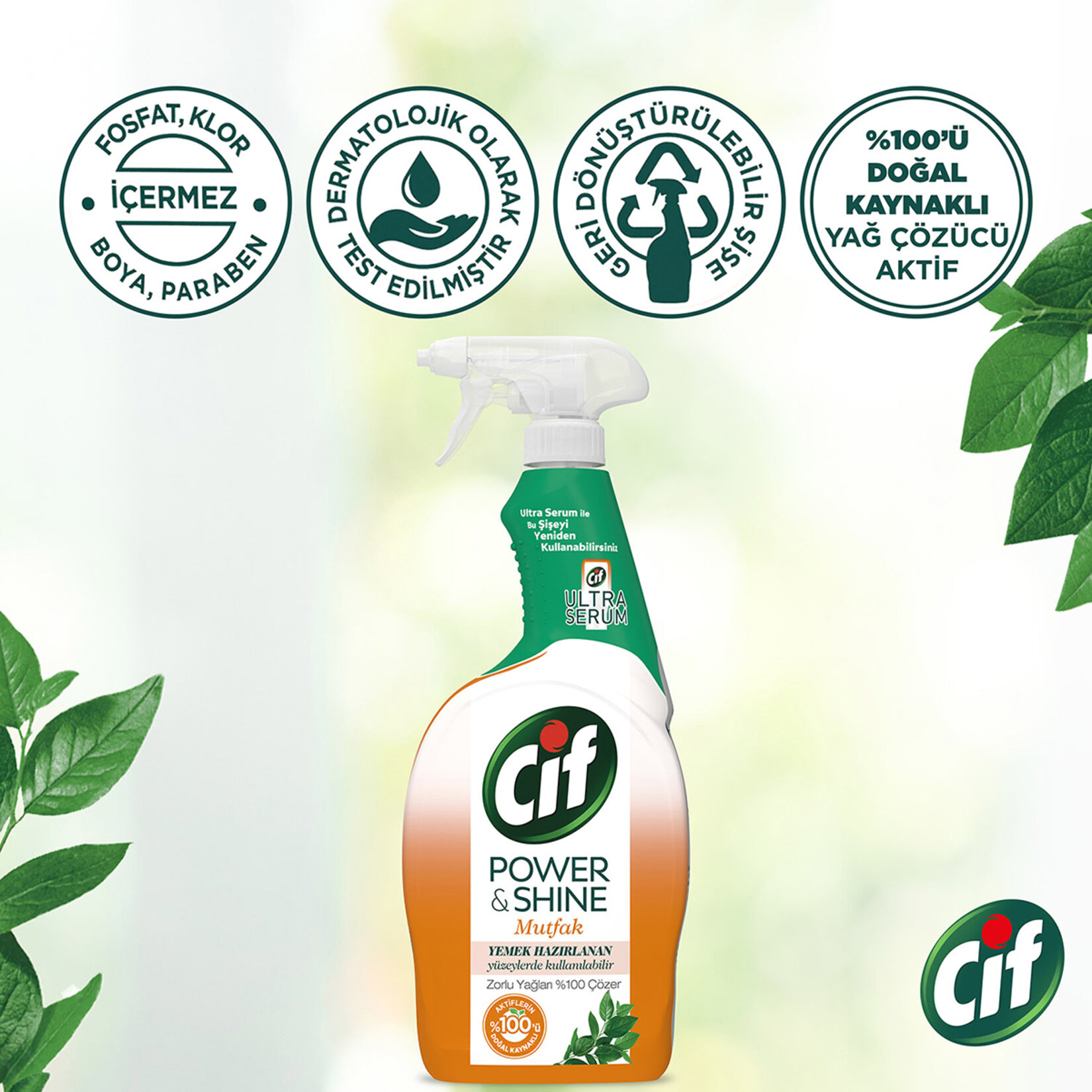 Cif Power & Shine Sprey Temizleyici Mutfak Yağ Çözücü  750 Ml - Görsel 3