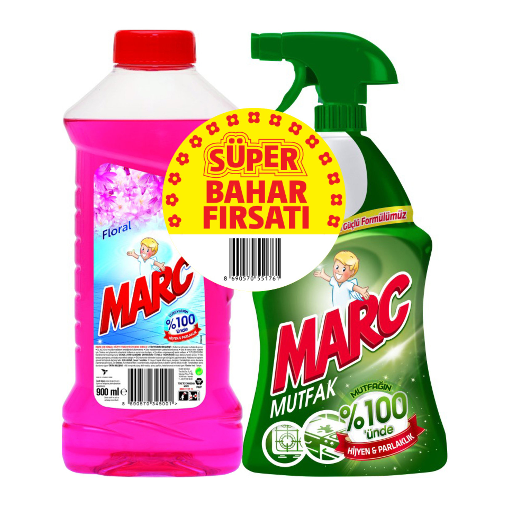Marc Floral Yüzey Temizleyici 900Ml+Marc Mutfak Sprey 750Ml