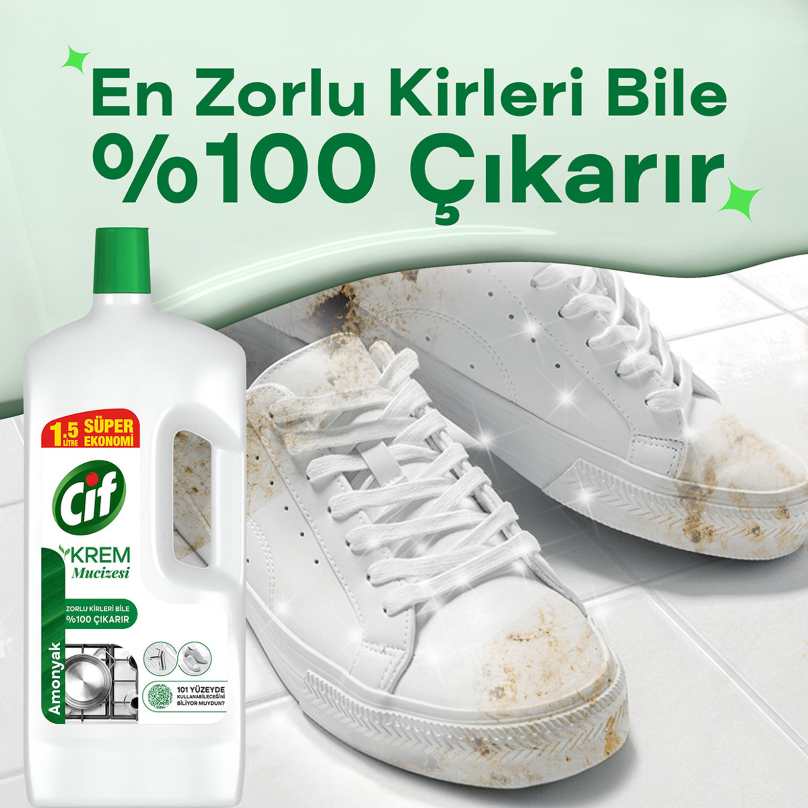 Cif Krem Yeni Nesil Yüzey Temizleyici Amonyak 1500 Ml - Görsel 4