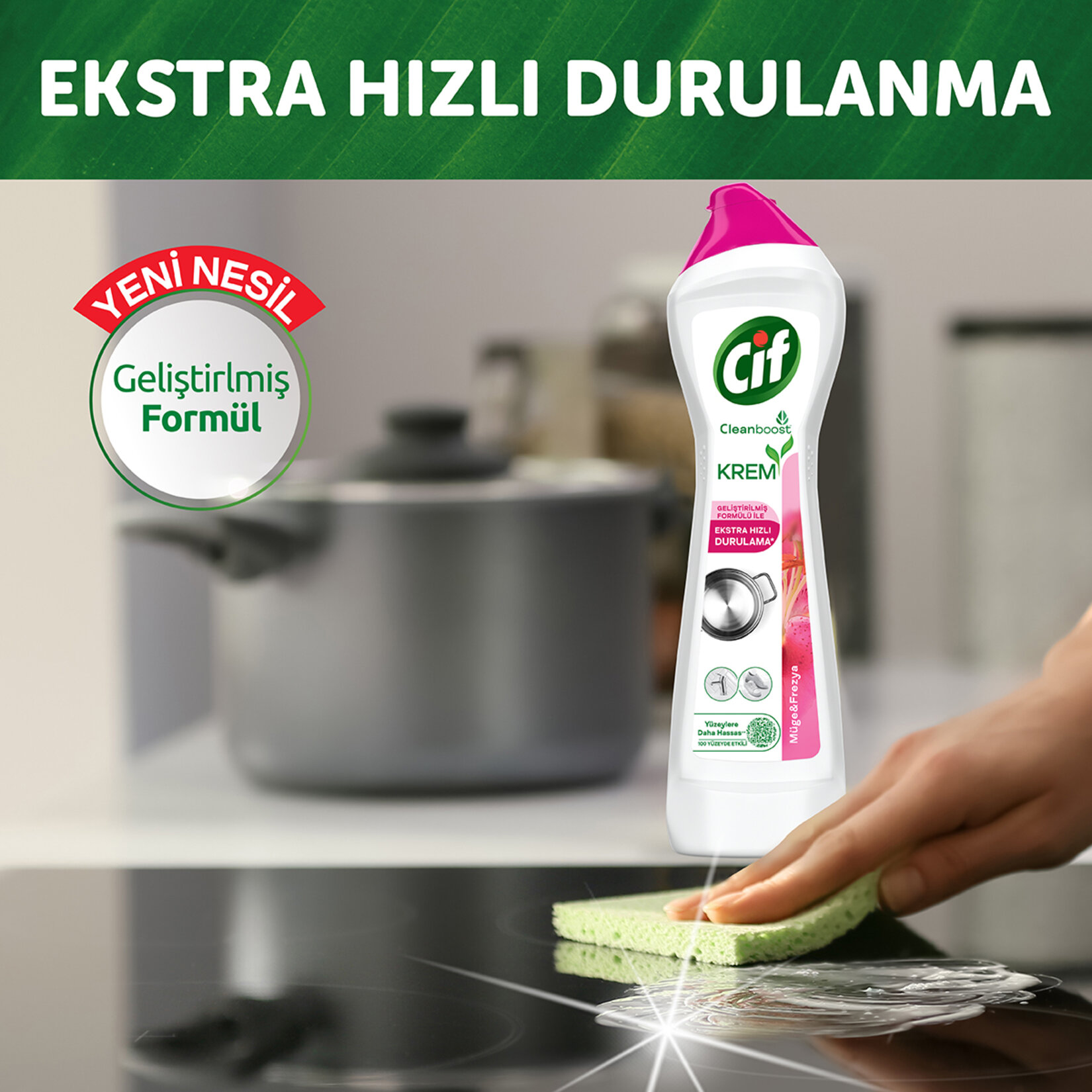 Cif Krem Yeni Nesil Yüzey Temizleyici Frezya ve Müge Çiçeği 500 Ml - Görsel 4