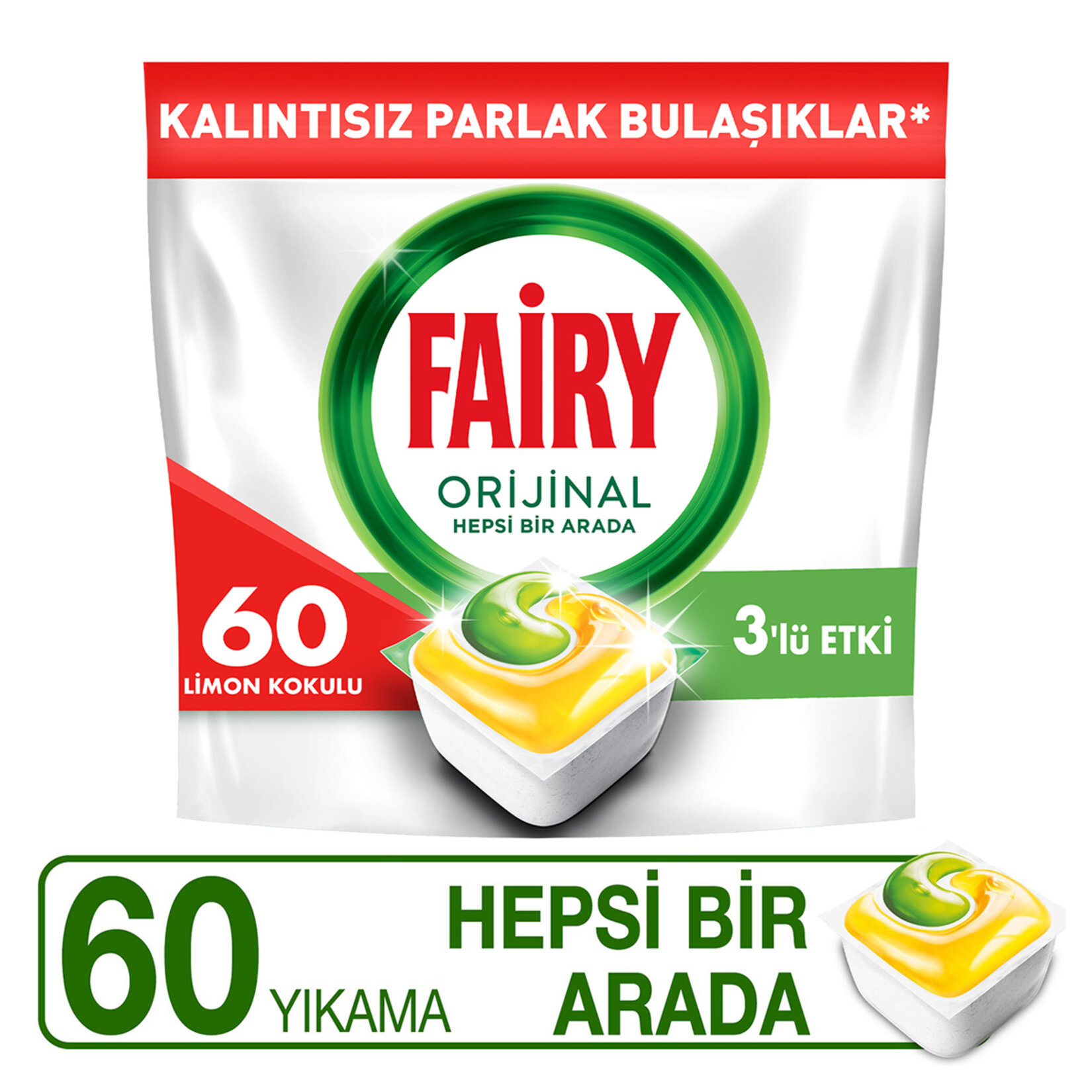 Fairy Hepsi 1 Arada Limon Kokulu Tablet 60'lı 810 G - Görsel 1