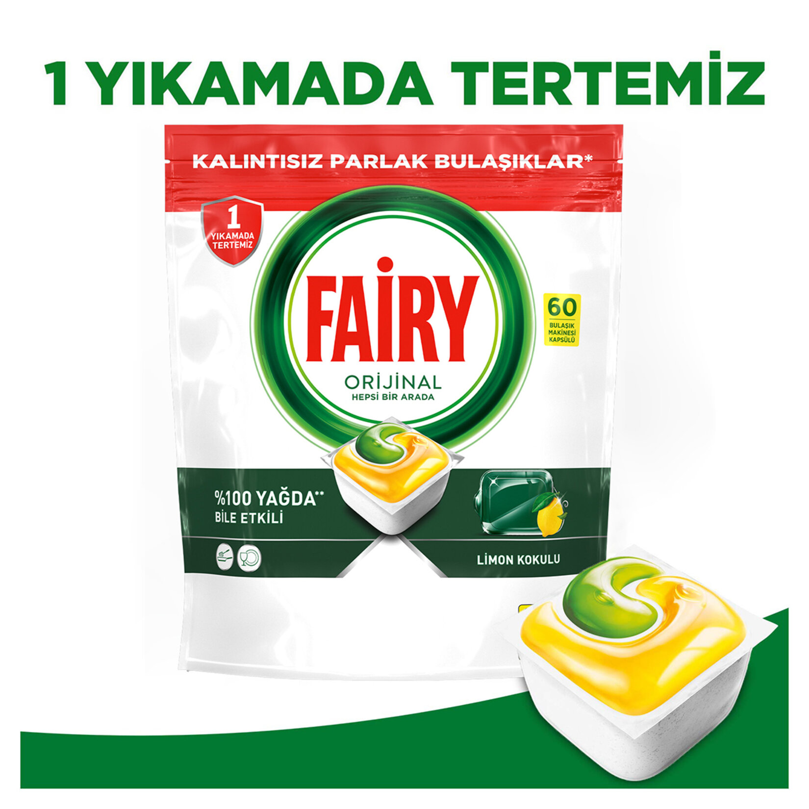 Fairy Hepsi 1 Arada Limon Kokulu Tablet 60'lı 810 G - Görsel 4