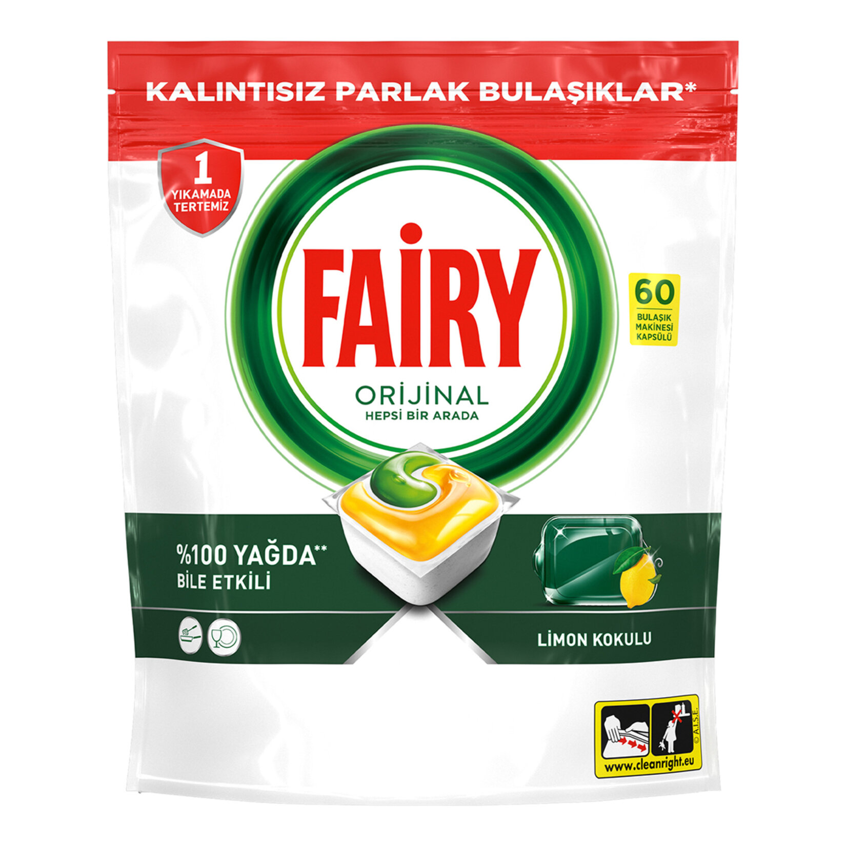 Fairy Hepsi 1 Arada Limon Kokulu Tablet 60'lı 810 G - Görsel 2