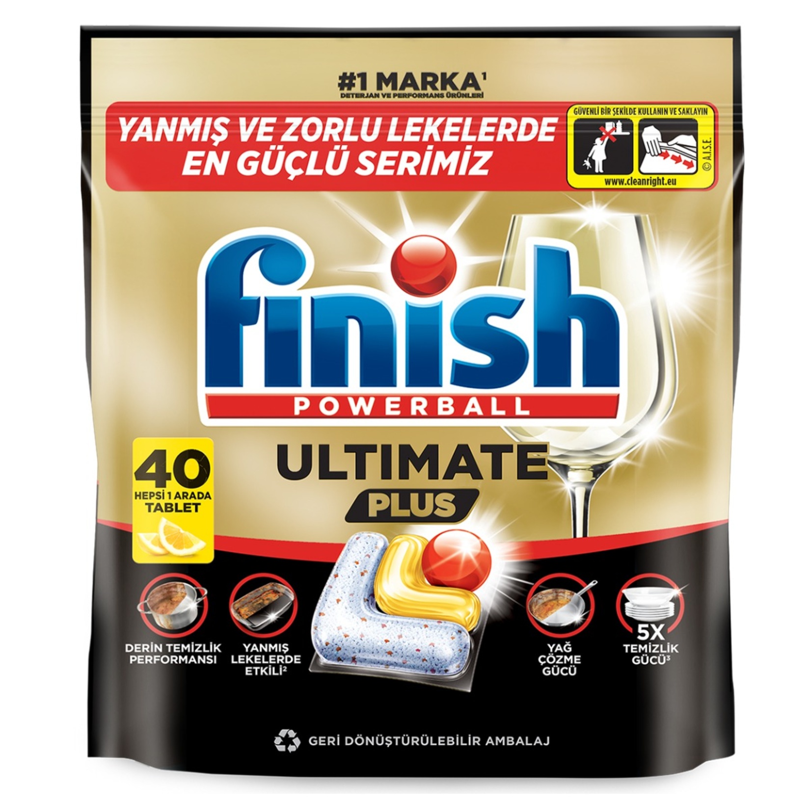 Finish Ultimate Plus Limon 40 Tablet 488 G - Görsel 1