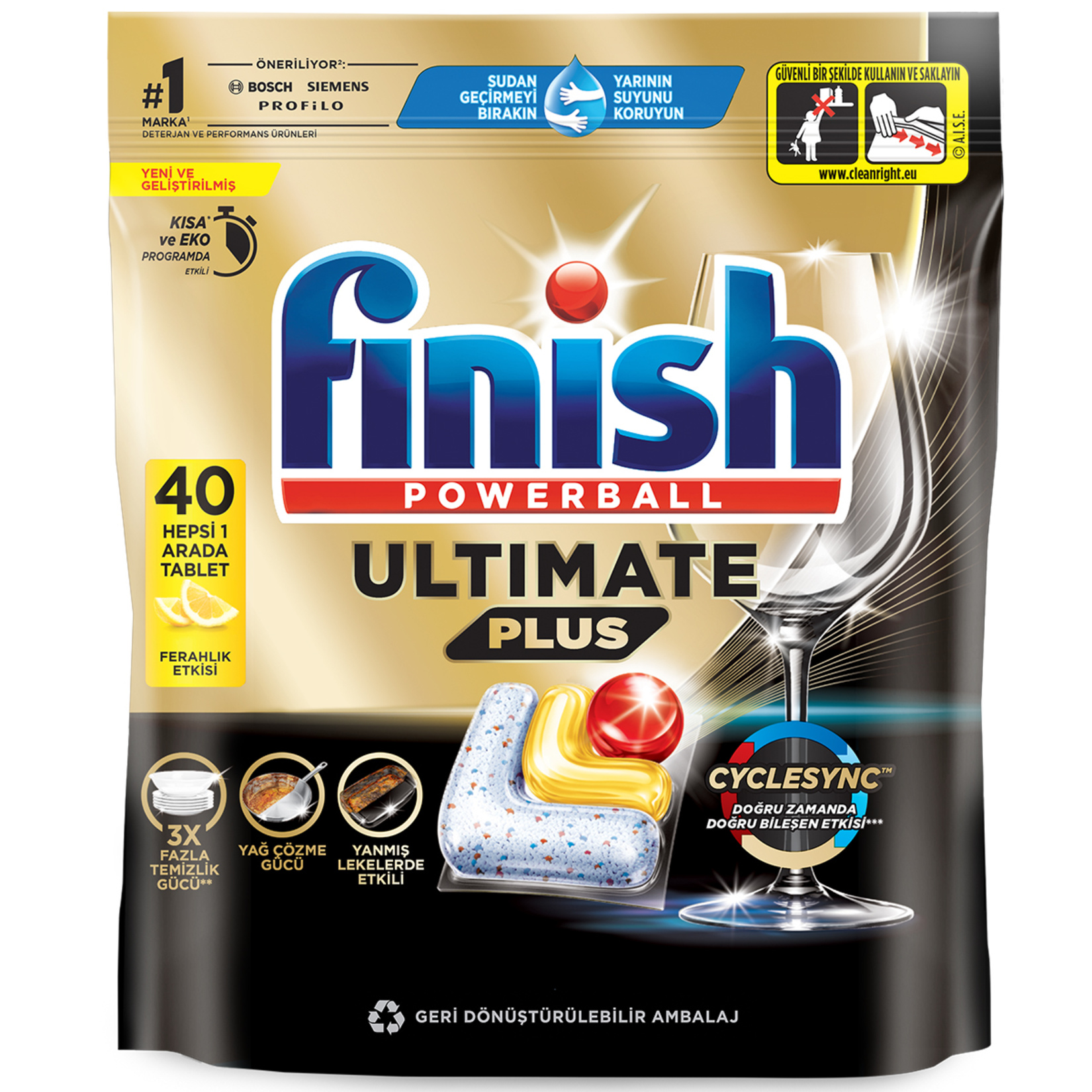 Finish Ultimate Plus Limon 40 Tablet 488 G - Görsel 1