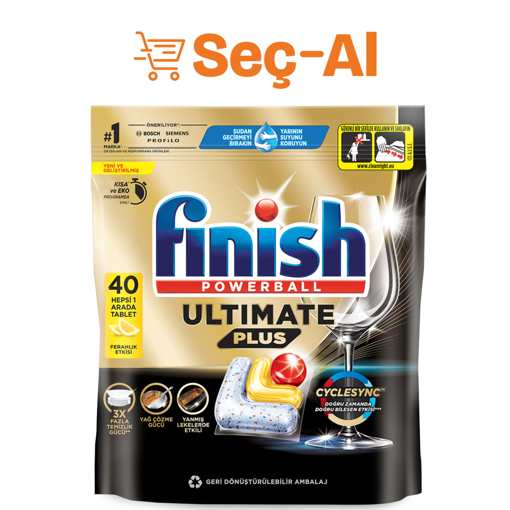 Finish Ultimate Plus Limon 40 Tablet 488 G - Görsel 1