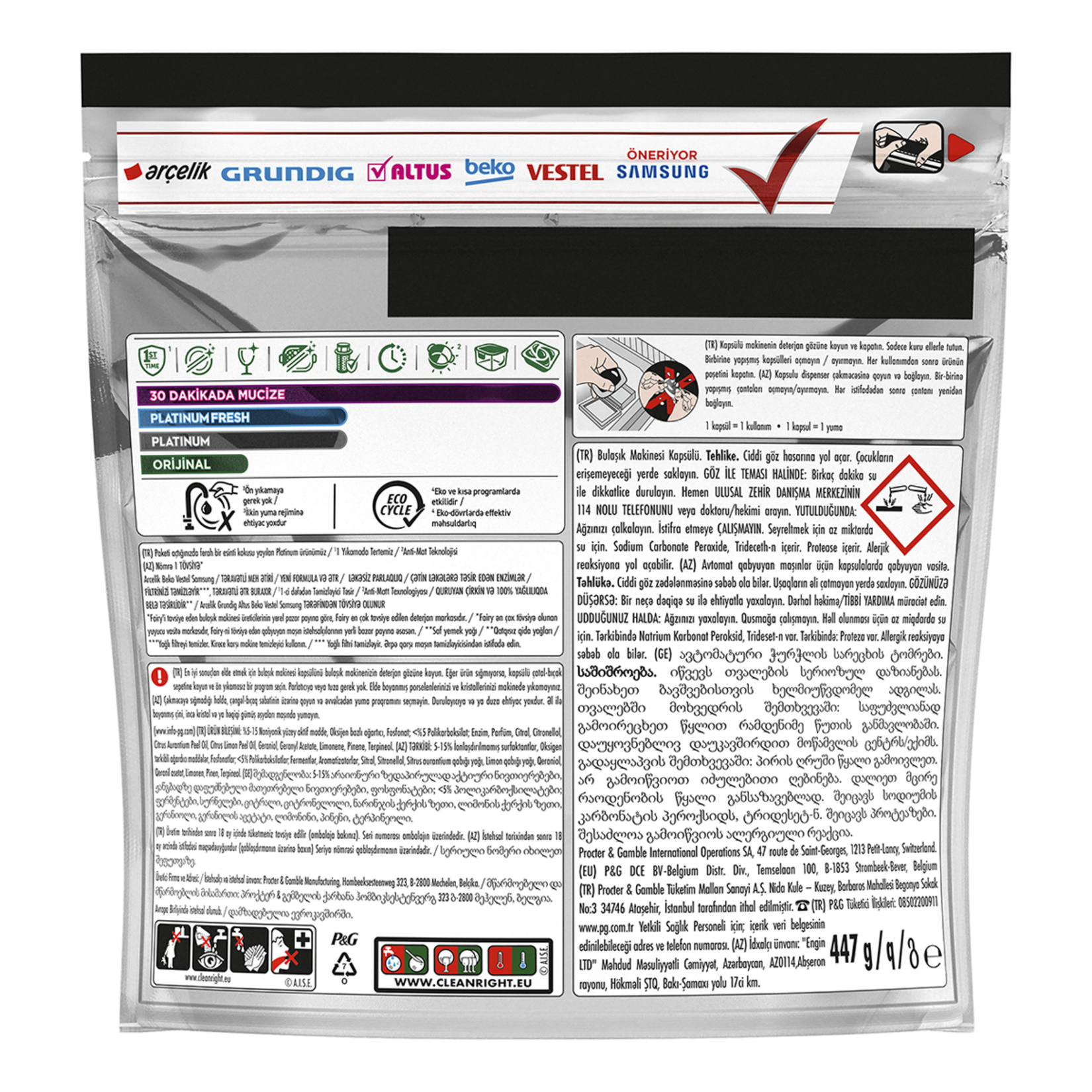 Fairy Platinum Fresh Bulaşık Makinesi Tableti 30'lu 447 G - Görsel 2