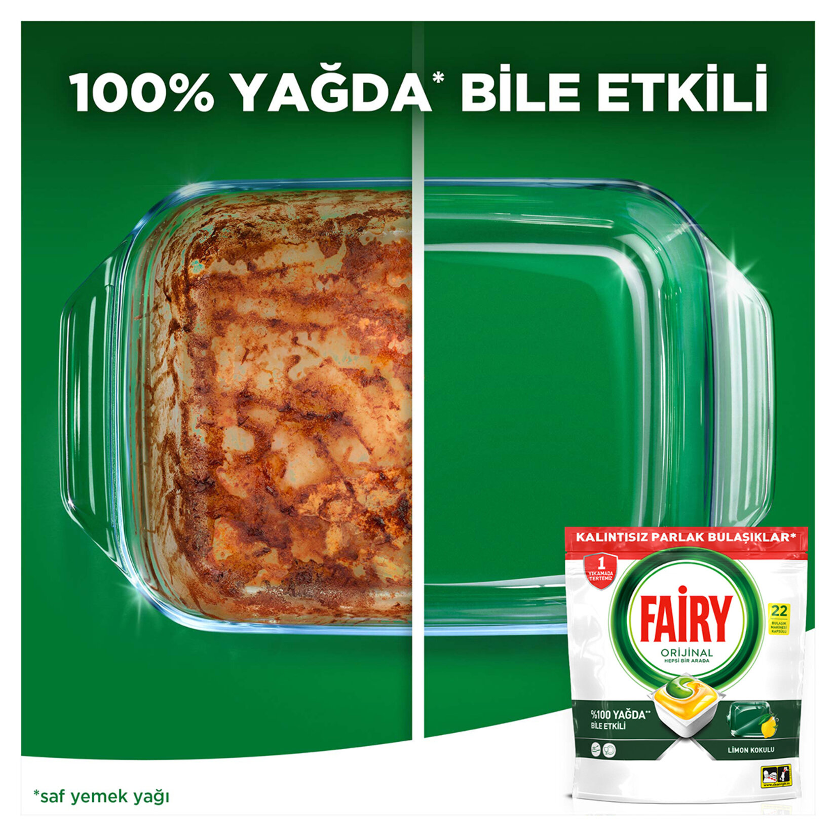 Fairy Tablet Hepsi Bir Arada Limon Kokulu Tablet 22'li 297 G - Görsel 3