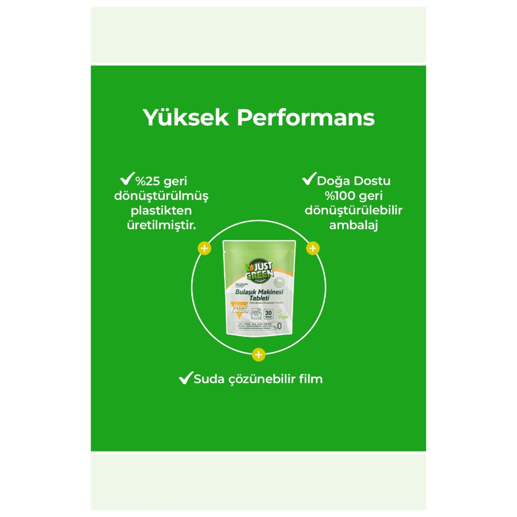 Just Green Organic Bulaşık Makinesi Tableti 30'Lu 480 G - Görsel 2
