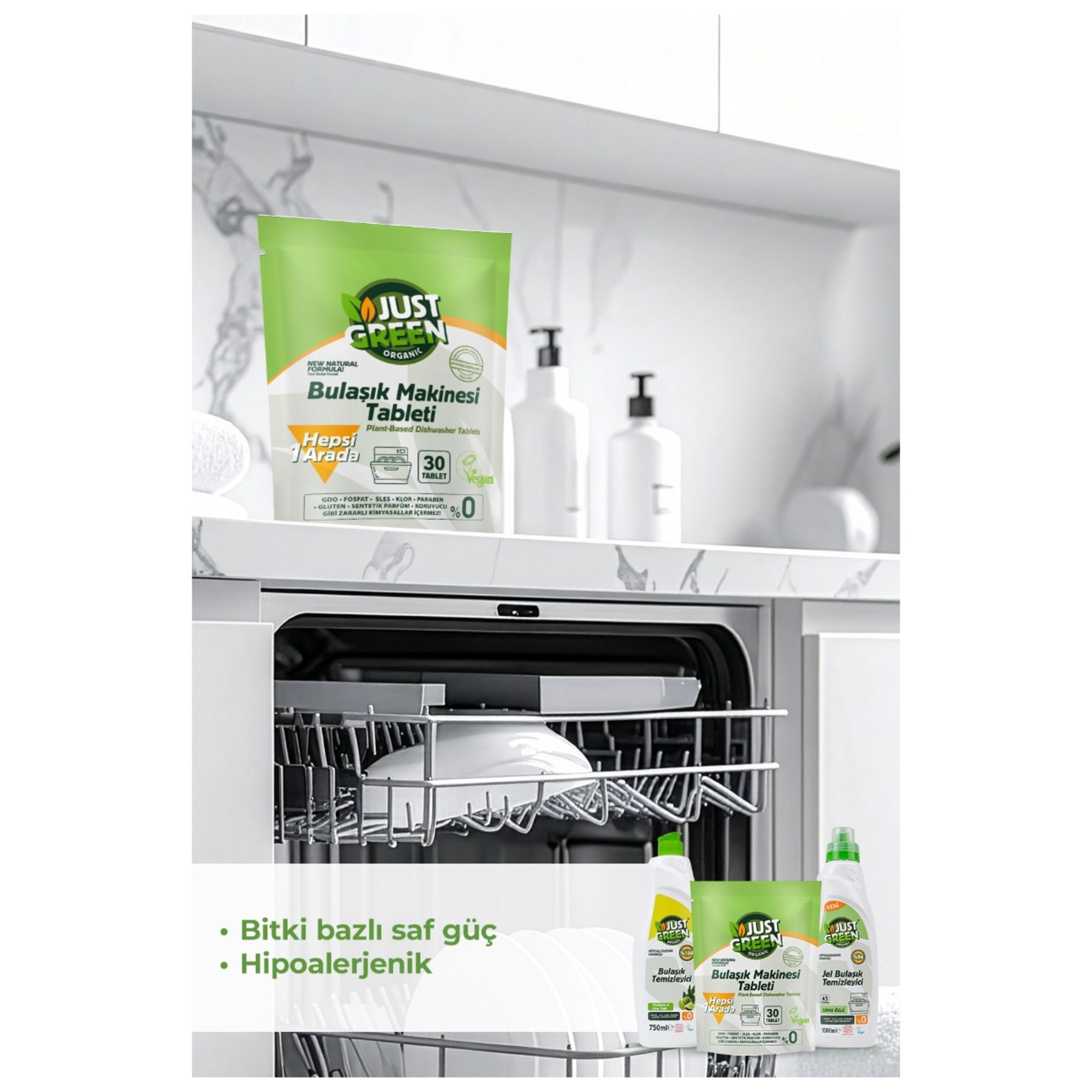 Just Green Organic Bulaşık Makinesi Tableti 30'Lu 480 G - Görsel 8