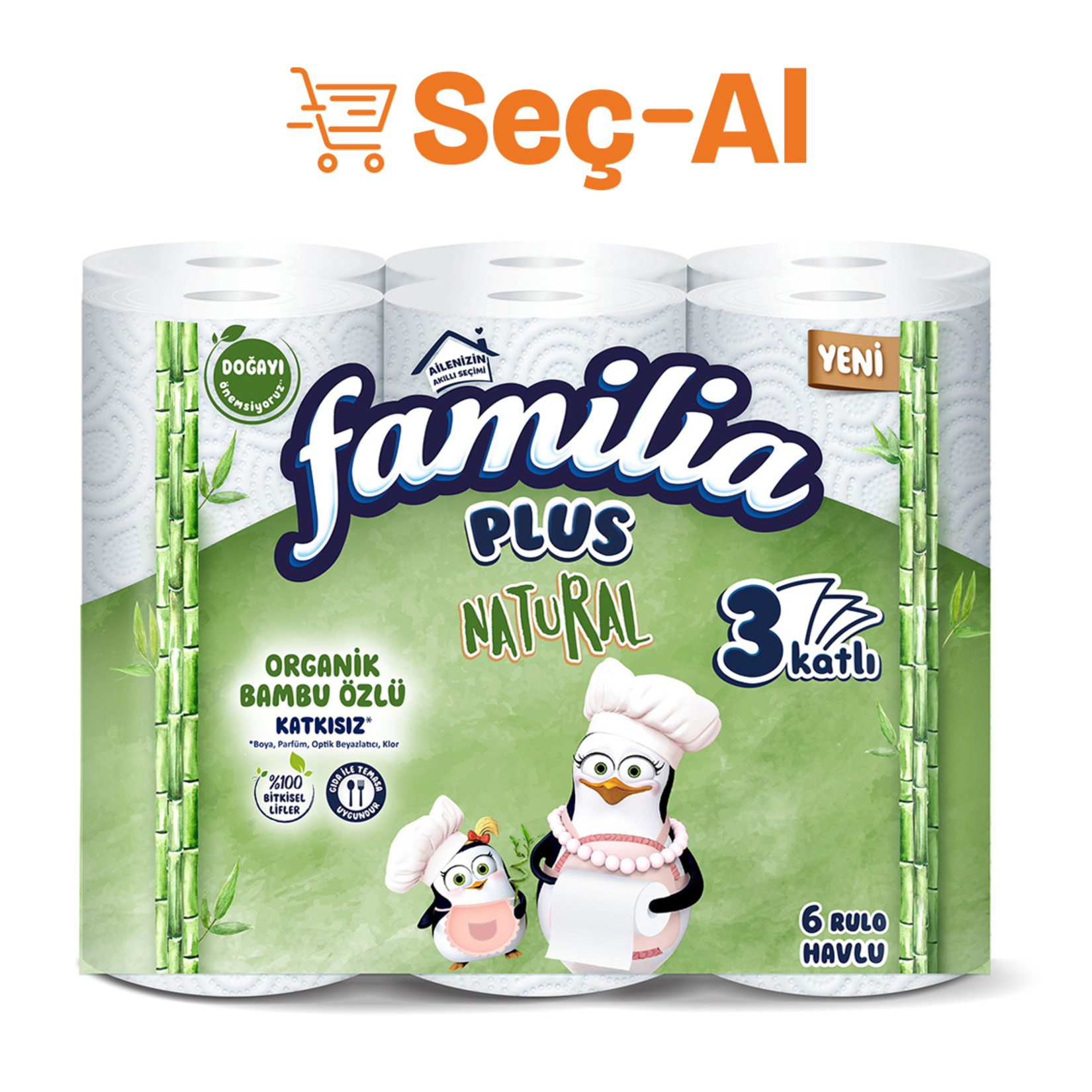 Familia Plus Natural Havlu 6'lı