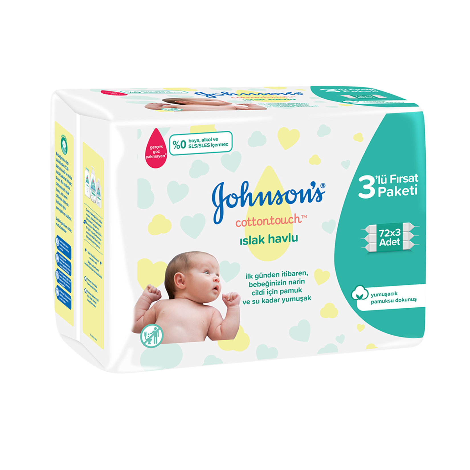 Johnson's Cottontouch Islak Havlu 3 X 72 Adet