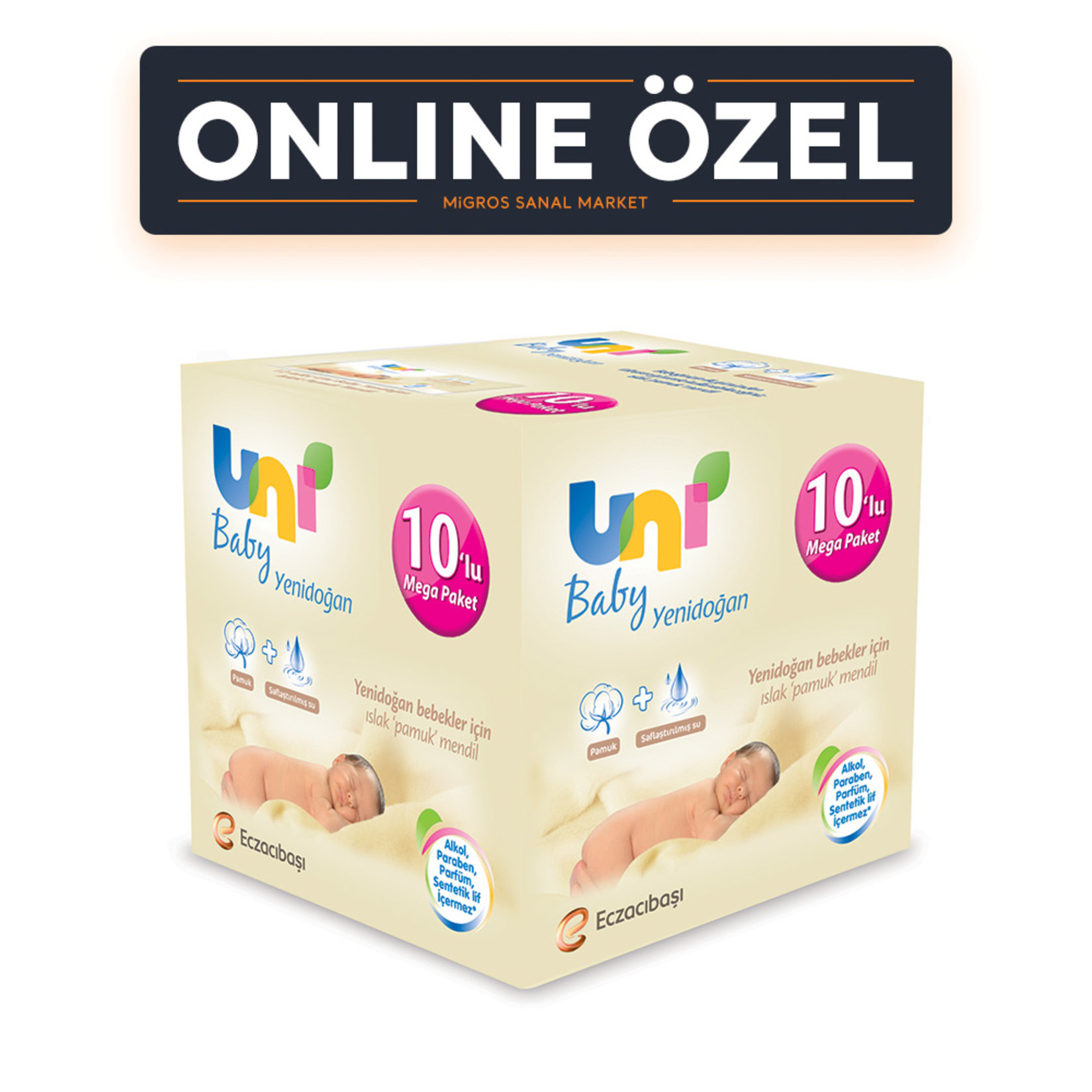 Uni Baby Yenidoğan Islak Havlu 10'lu Ekonomik Paket 10X40