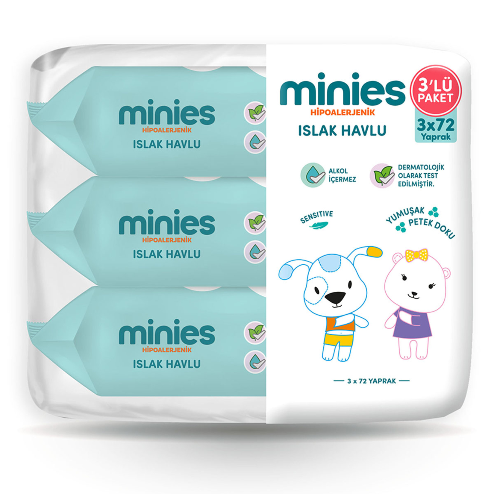 Minies Islak Havlu 3x72'li