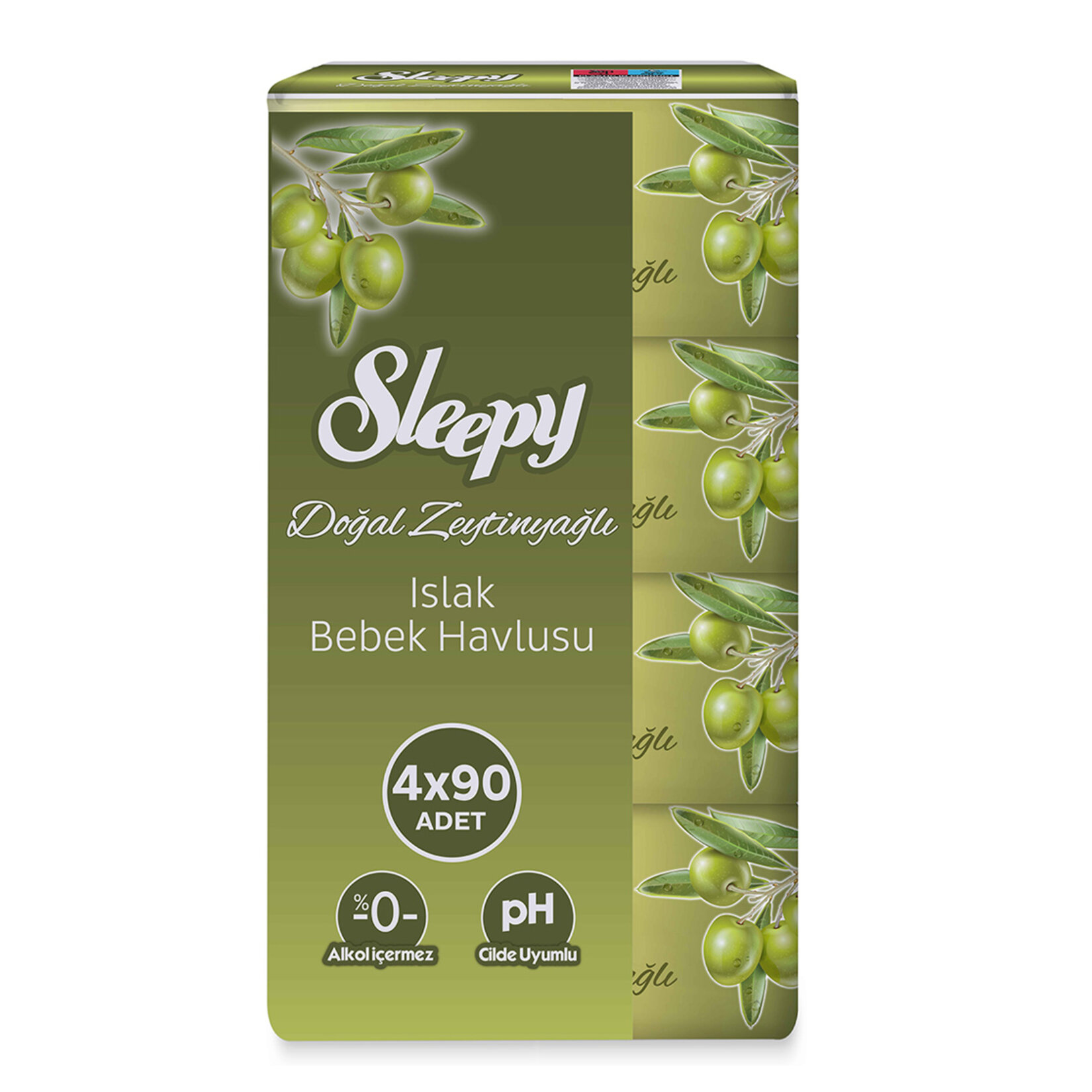 Sleepy Doğal Zeytinyağlı Islak Bebek Havlusu 4x90 Adet