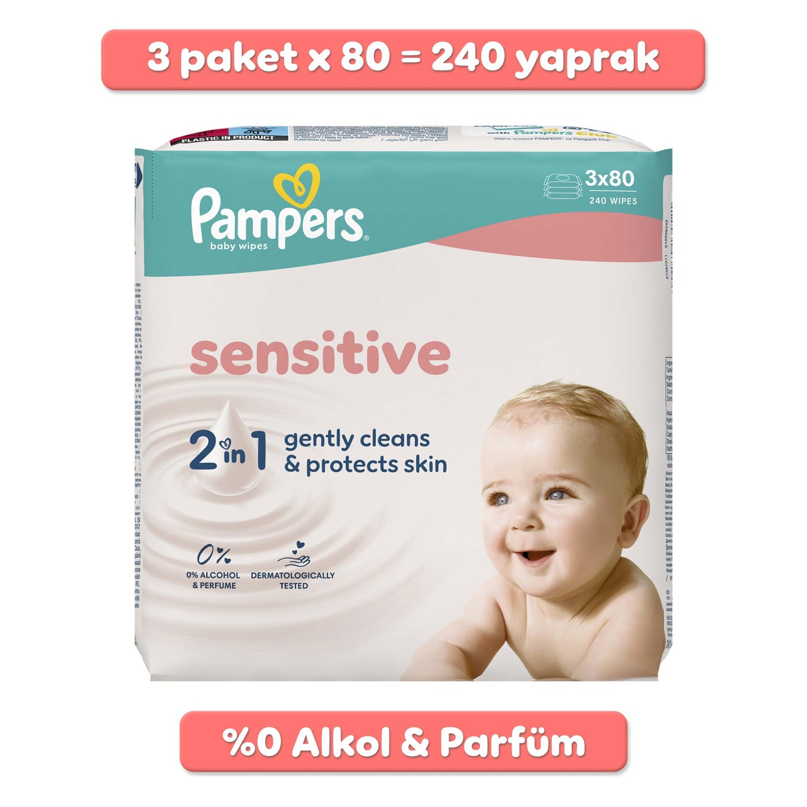 Prima Pampers Sensitive Islak Havlu 3 x 80'li - Görsel 2