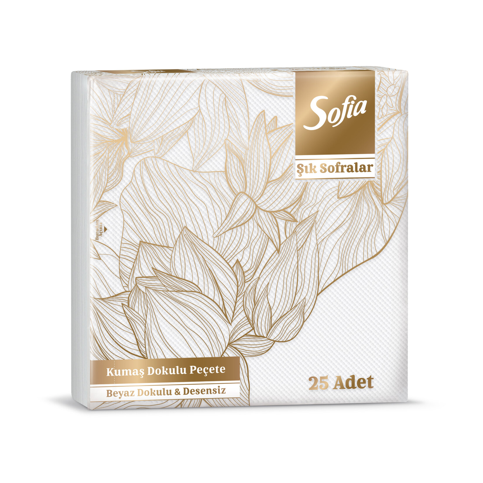 Sofia Kumaş Dokulu Peçete Beyaz 25'li - Görsel 1