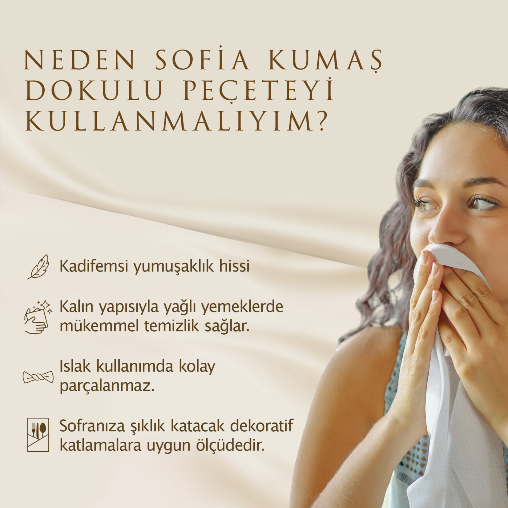 Sofia Kumaş Dokulu Peçete Beyaz 25'li - Görsel 2