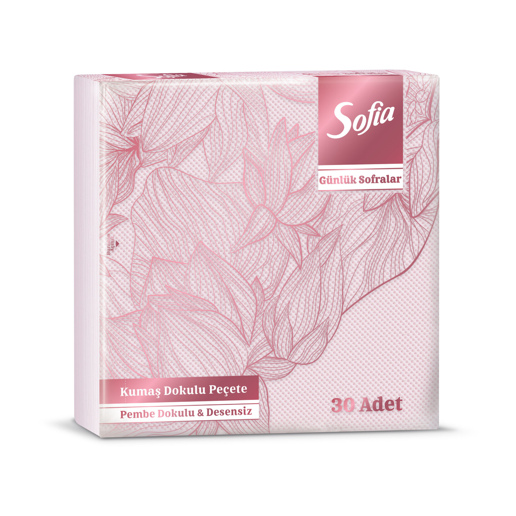 Sofia Kumaş Dokulu Peçete Pembe 30'lu - Görsel 1