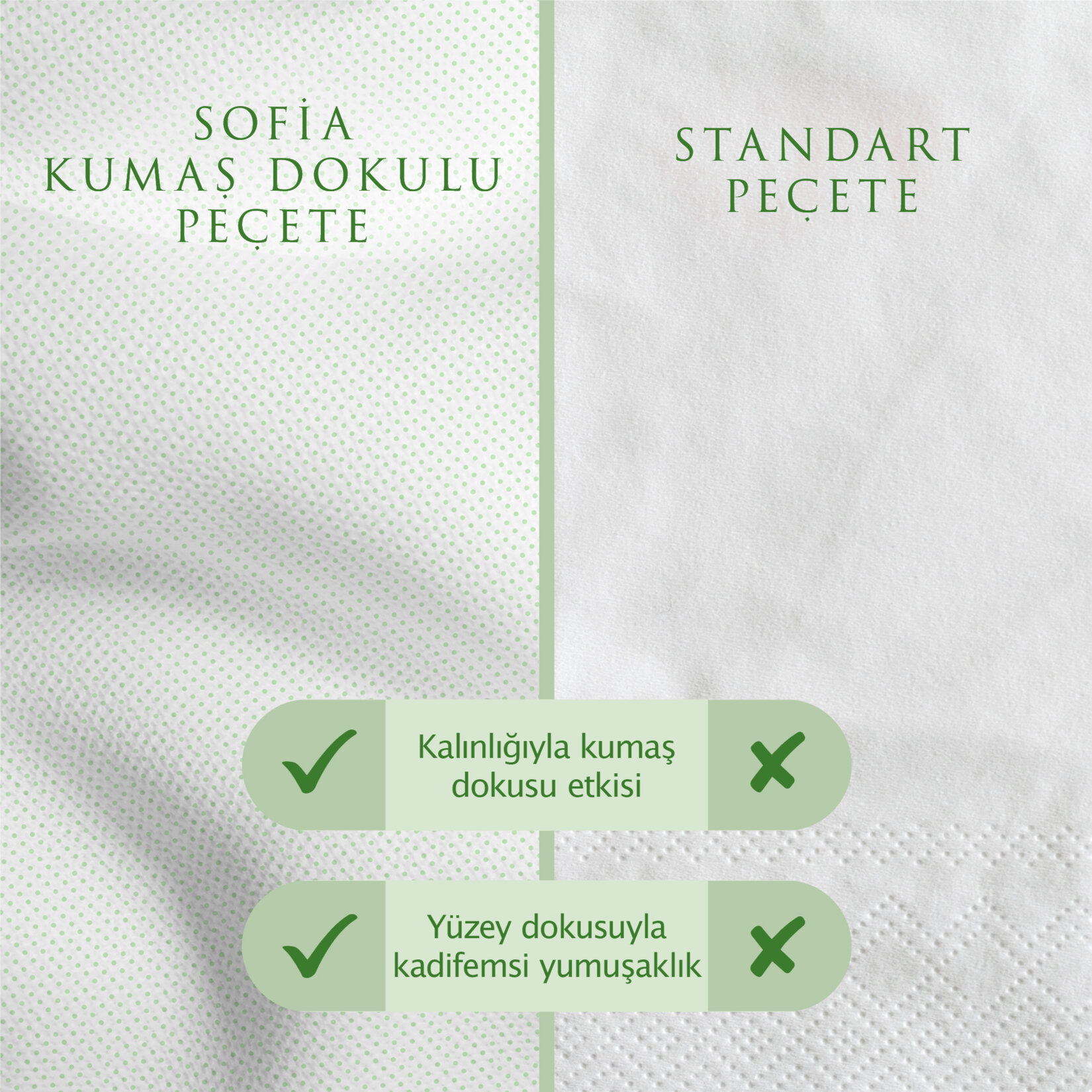 Sofia Kumaş Dokulu Peçete Yeşil 30'lu - Görsel 3