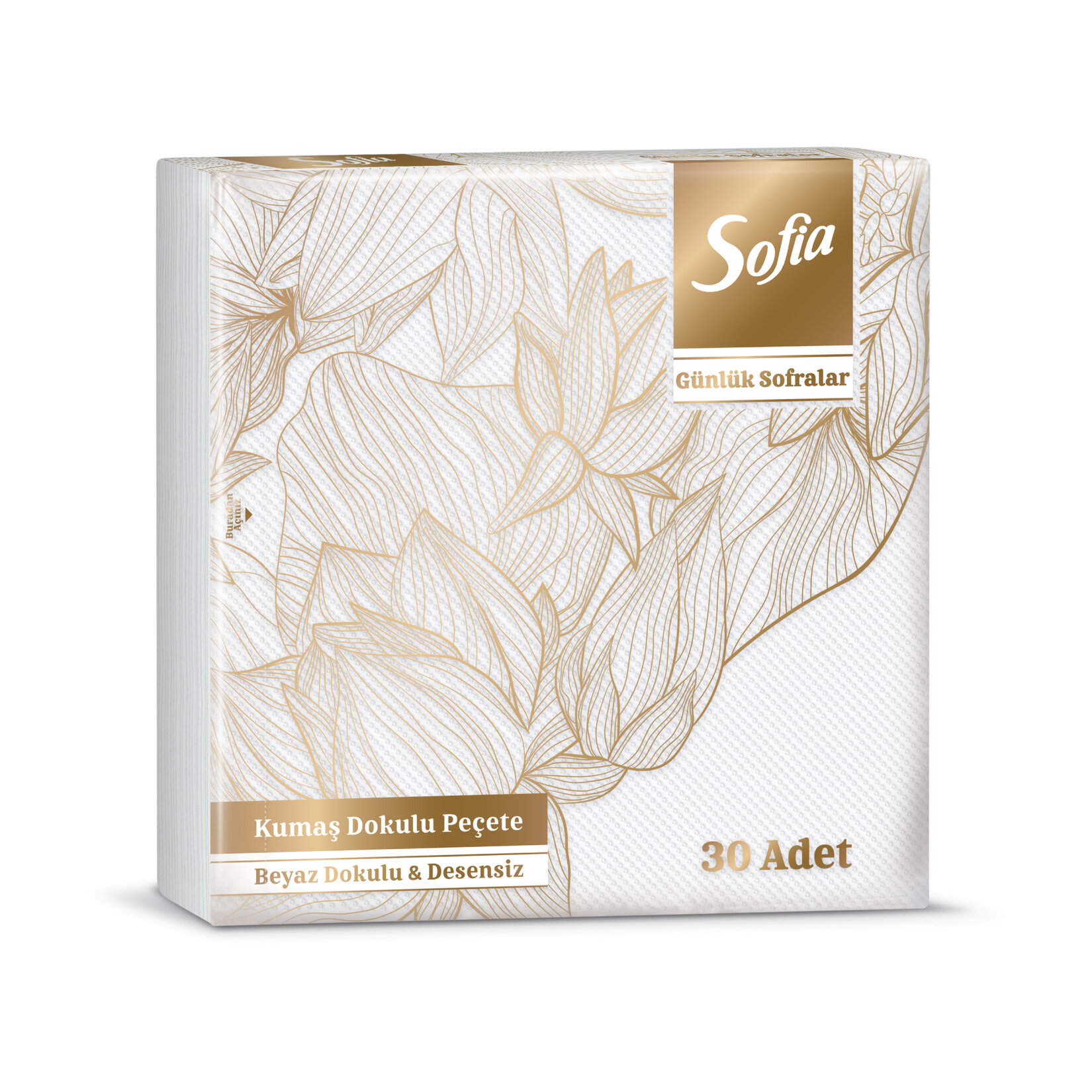 Sofia Kumaş Dokulu Peçete Beyaz 30'lu - Görsel 1