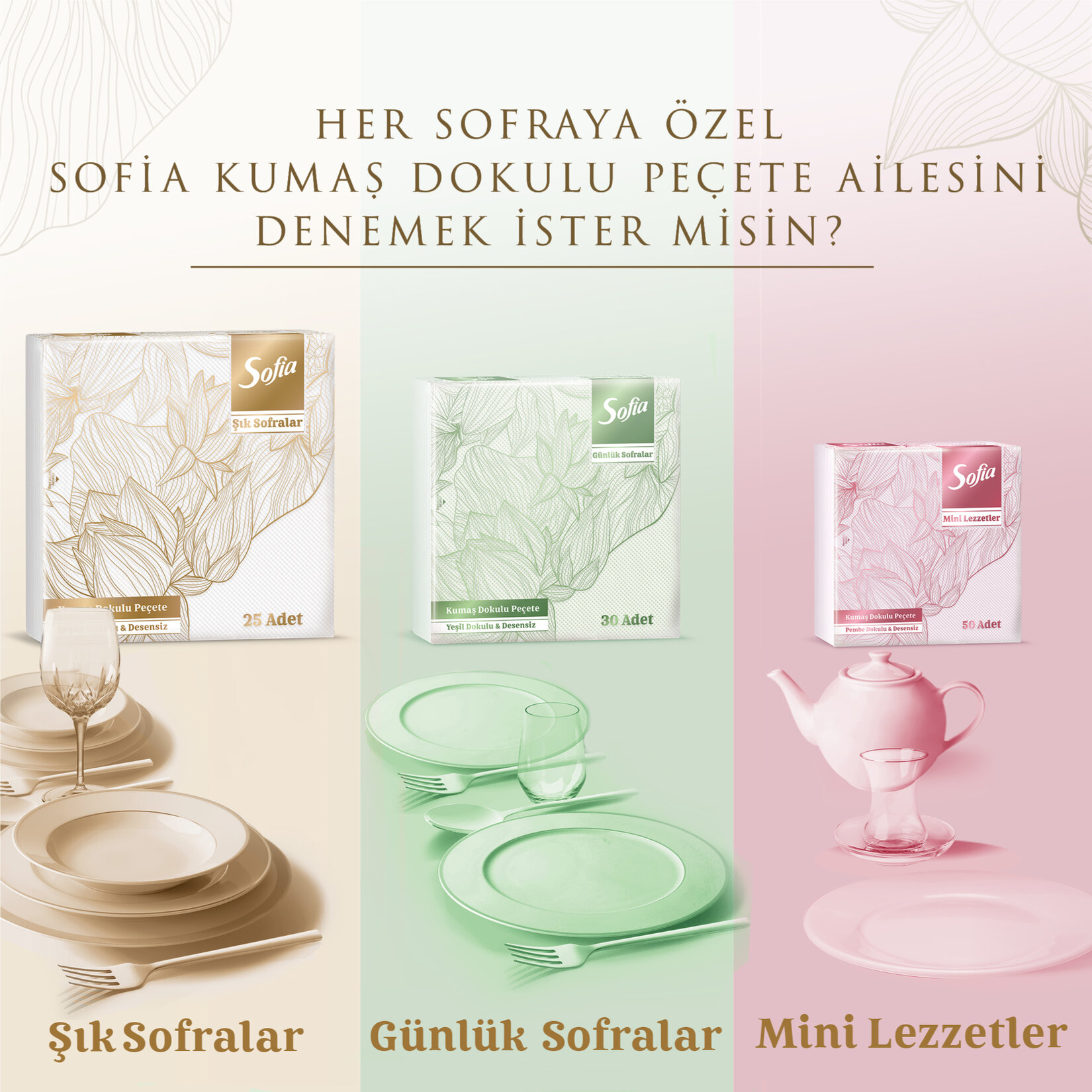 Sofia Kumaş Dokulu Peçete Beyaz 30'lu - Görsel 5