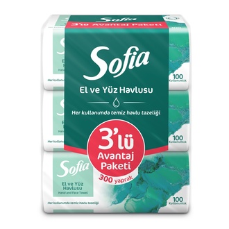 Sofia El ve Yüz Havlusu Avantaj Paketi 3 x 100'lü