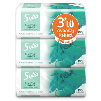 Sofia El ve Yüz Havlusu Avantaj Paketi 3 x 100'lü