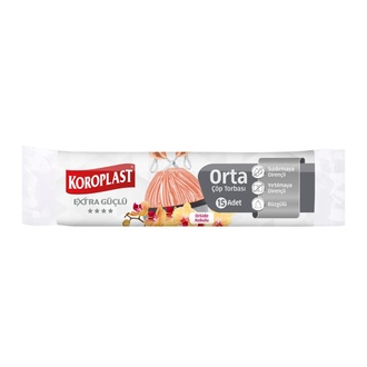 Koroplast Orkide Kokulu Büzgülü Orta Çöp Torbası 15'li