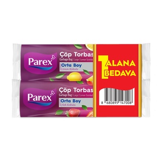 Parex Büzgülü Çöp Torbası Çilek & Limon Kokulu Orta 2 x 10'lu