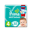 Prima Bebek Bezi Aktif Bebek 4 Beden 32 Adet Standard Paket  - Görsel 1